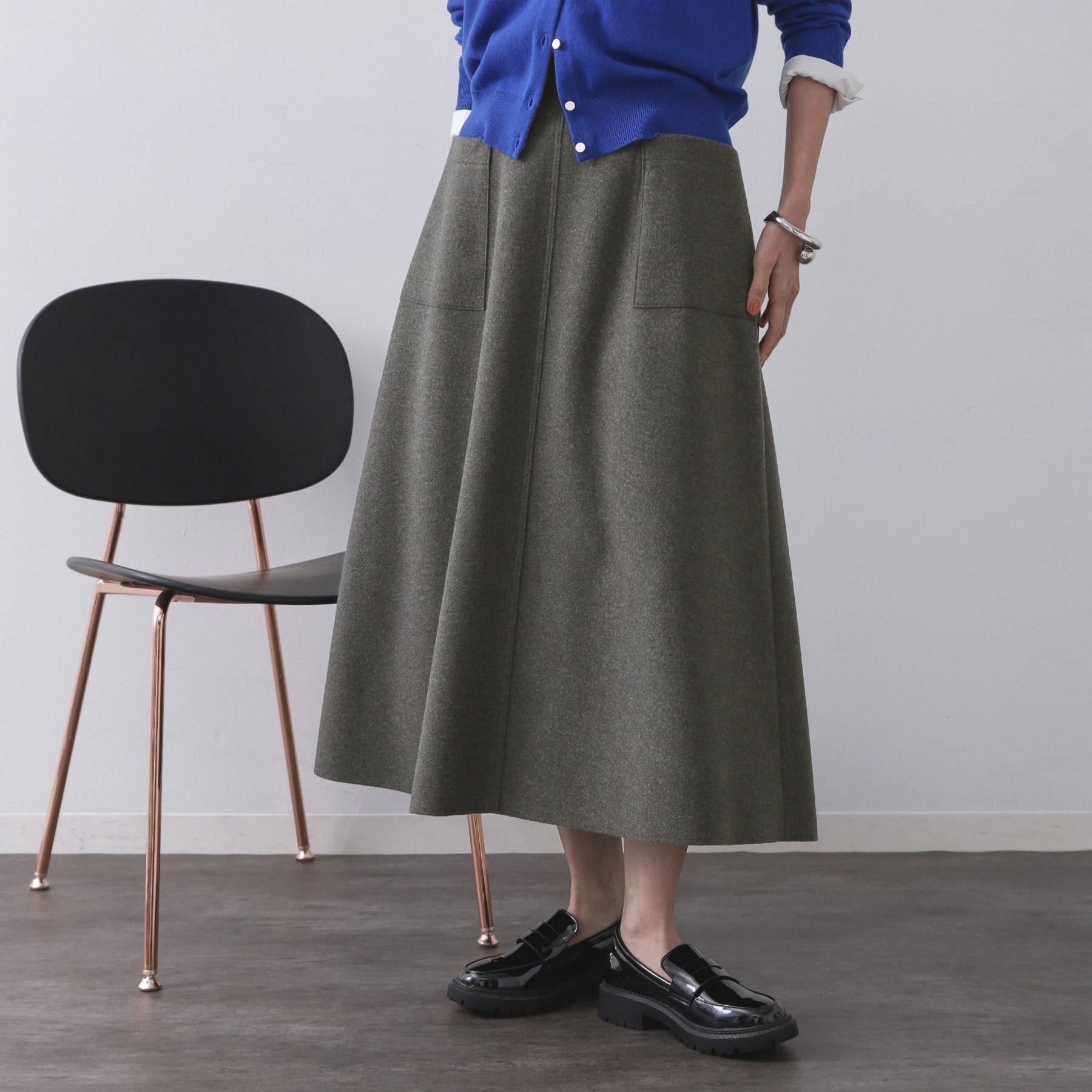 オペーク ドット クリップ OPAQUE.CLIP ウールライクフレアスカート【洗濯機洗い可】 （グレー(012)） グレー(012)