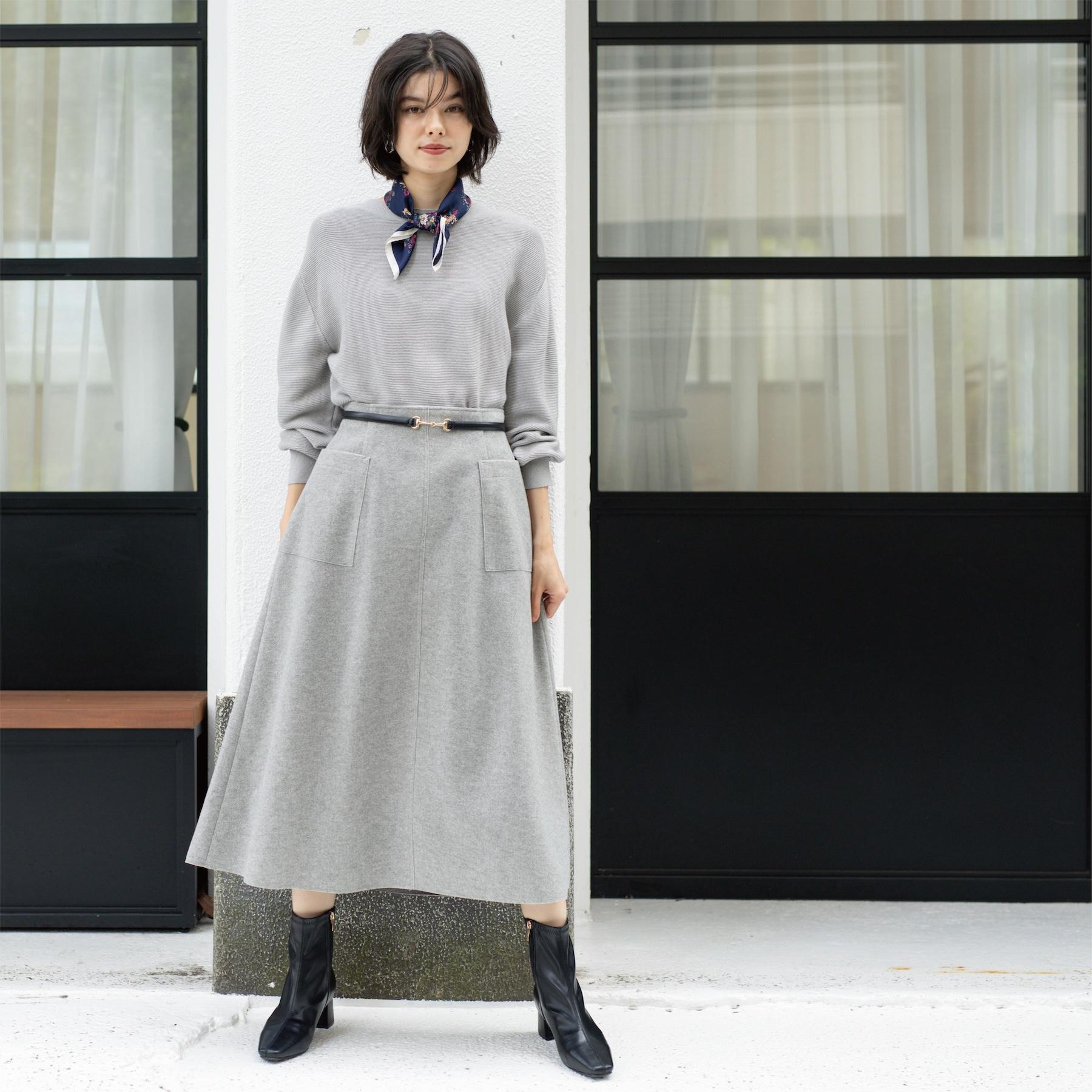 オペーク ドット クリップ OPAQUE.CLIP ウールライクフレアスカート【洗濯機洗い可】 （グレー(012)） グレー(012)