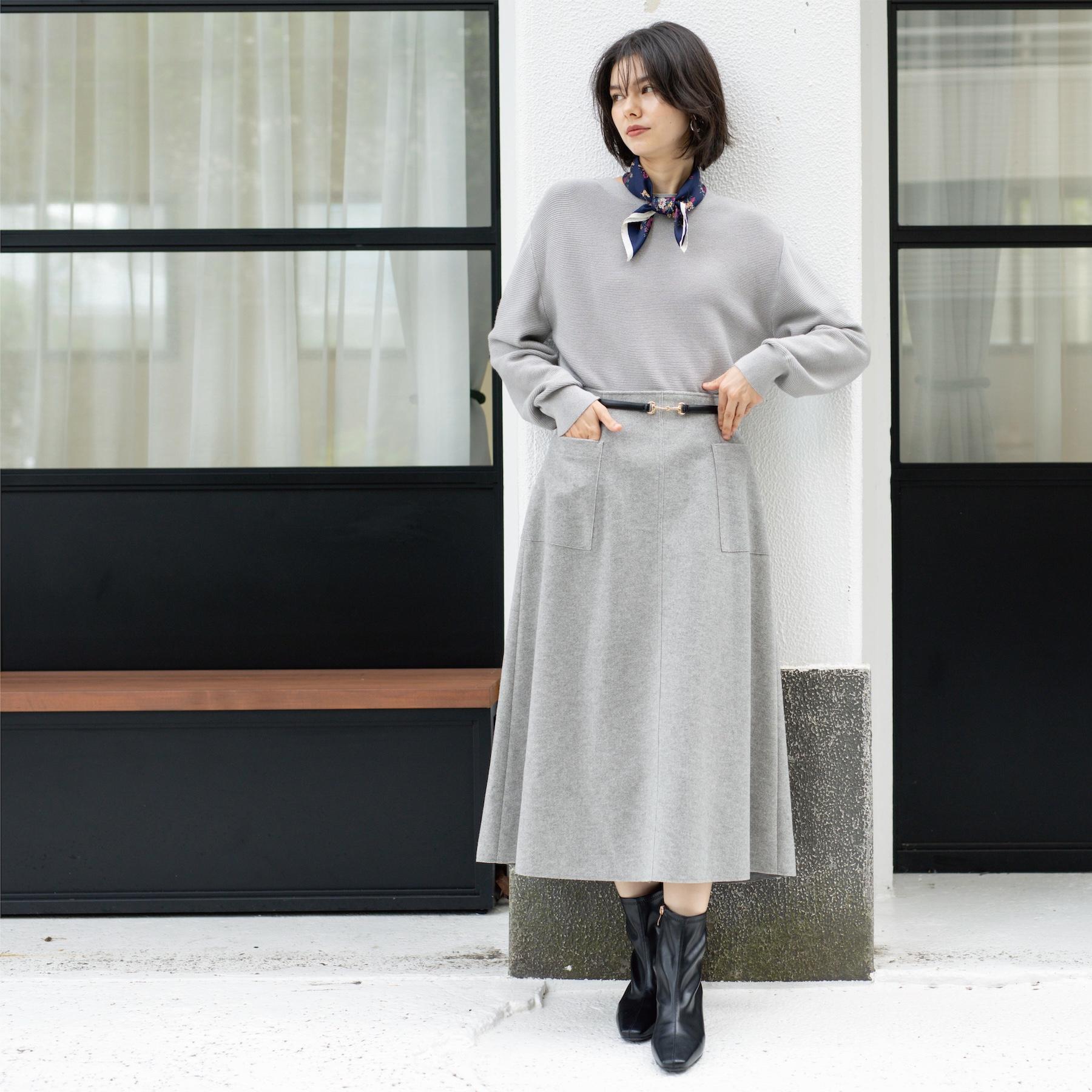 オペーク ドット クリップ OPAQUE.CLIP ウールライクフレアスカート【洗濯機洗い可】 （グレー(012)） グレー(012)