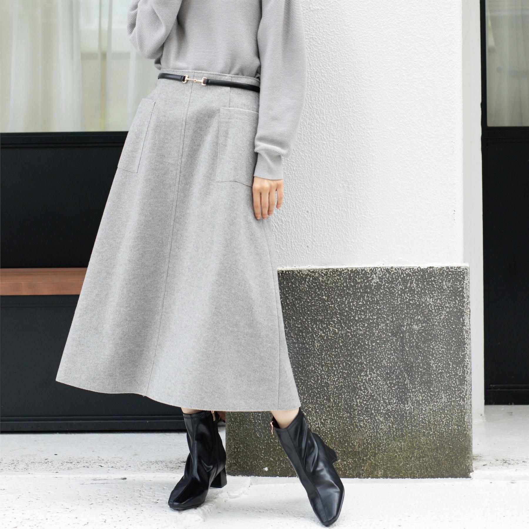 オペーク ドット クリップ OPAQUE.CLIP ウールライクフレアスカート【洗濯機洗い可】 （グレー(012)） グレー(012)