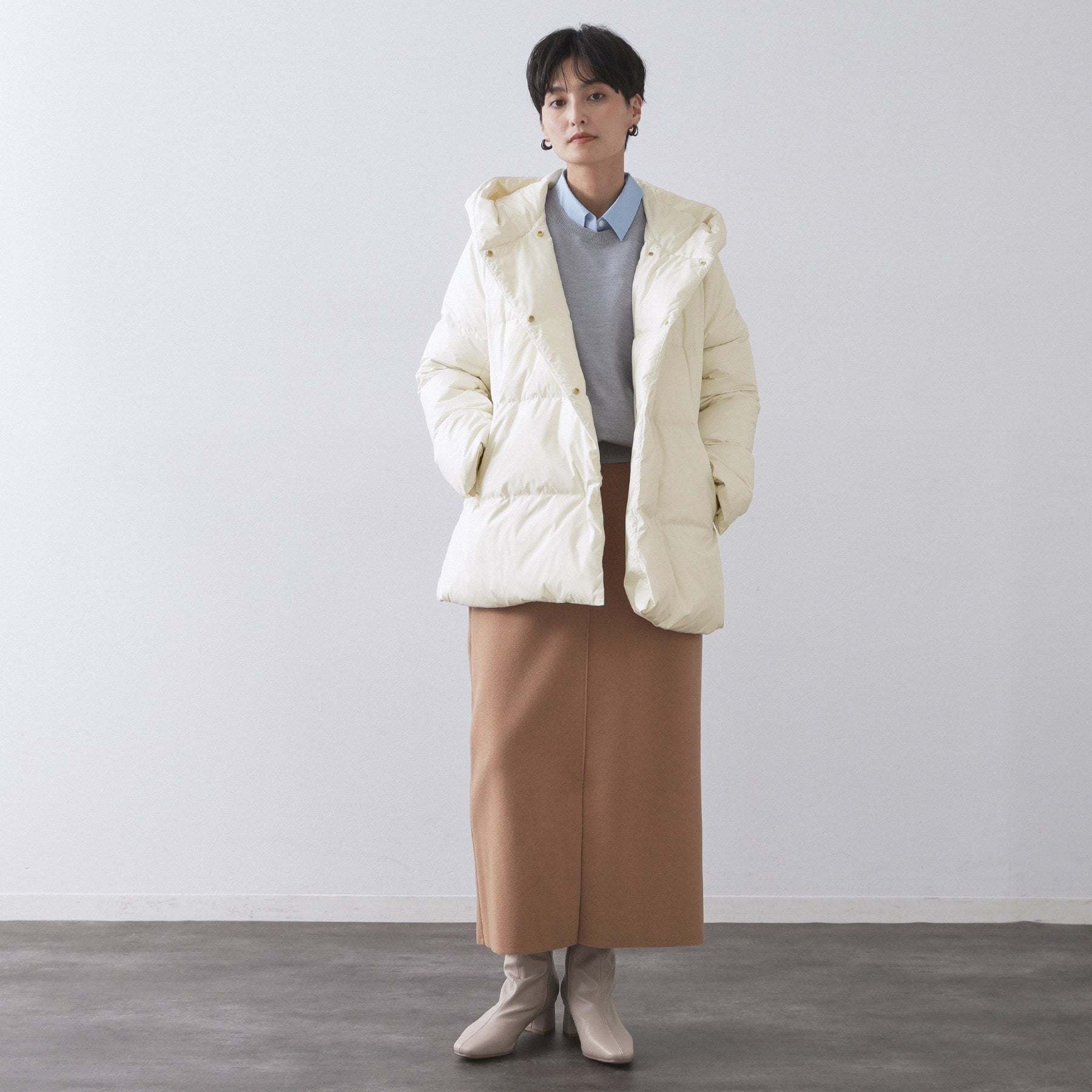 オペーク ドット クリップ OPAQUE.CLIP 撥水フードミドルダウンコート／ミュラーダウン【防風／抗菌防臭加工／洗濯機洗い可】 （ブラック(019)） ブラック(019)