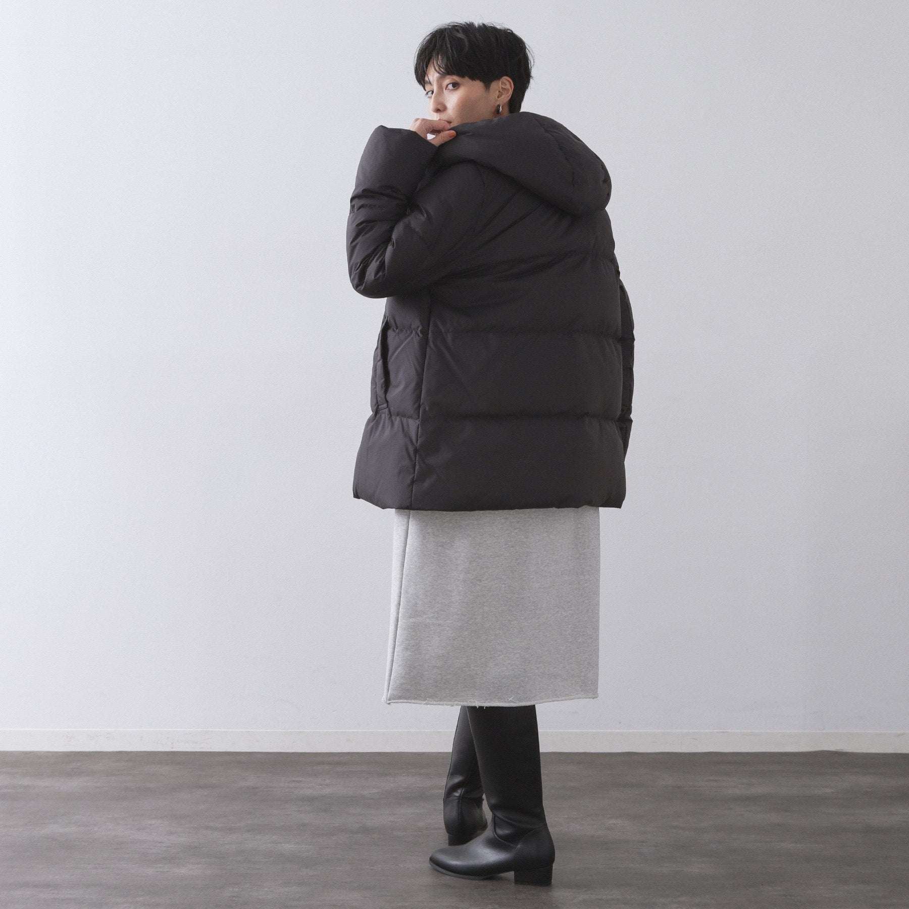 オペーク ドット クリップ OPAQUE.CLIP 撥水フードミドルダウンコート／ミュラーダウン【防風／抗菌防臭加工／洗濯機洗い可】 （ブラック(019)） ブラック(019)