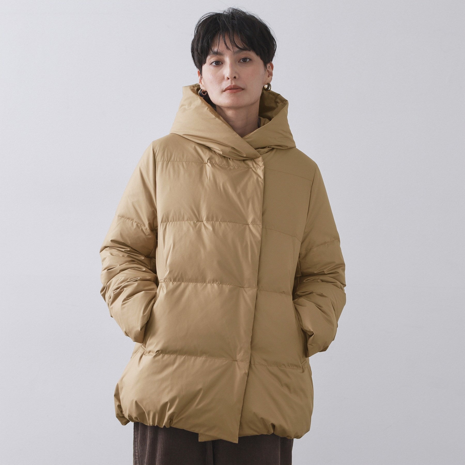 オペーク ドット クリップ OPAQUE.CLIP 撥水フードミドルダウンコート／ミュラーダウン【防風／抗菌防臭加工／洗濯機洗い可】 （ブラック(019)） ブラック(019)