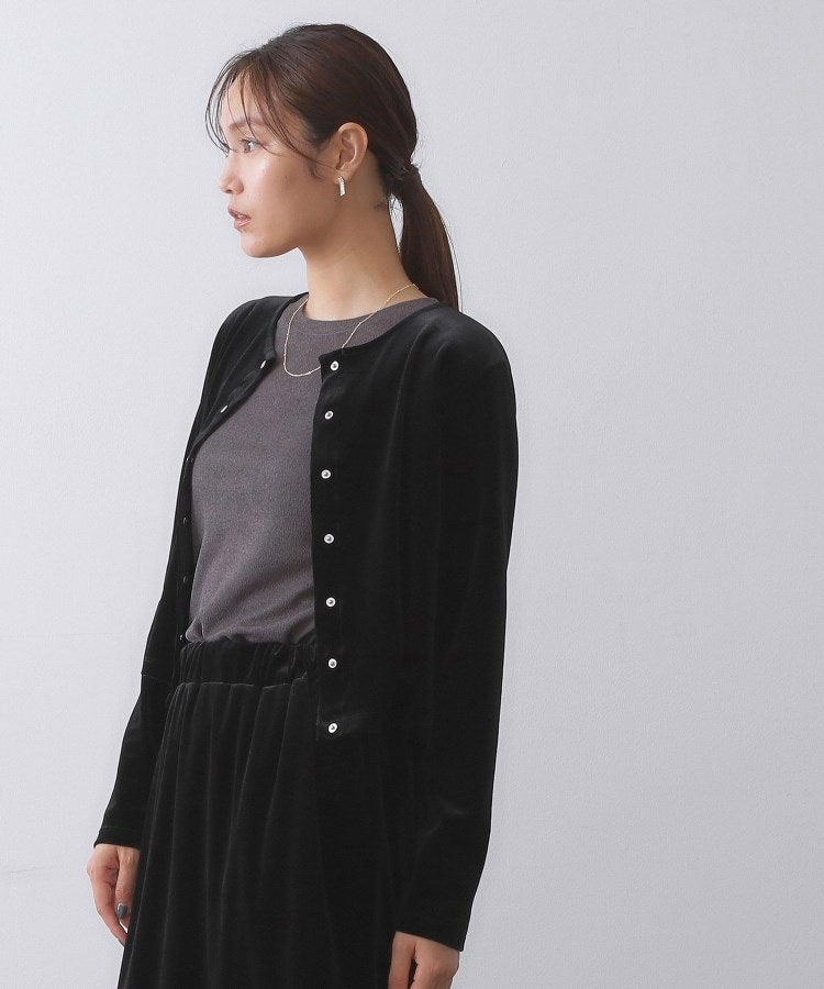 オペーク ドット クリップ OPAQUE.CLIP ベロアスナップカーディガン【洗濯機洗い可】 （イエロー(031)） イエロー(031)