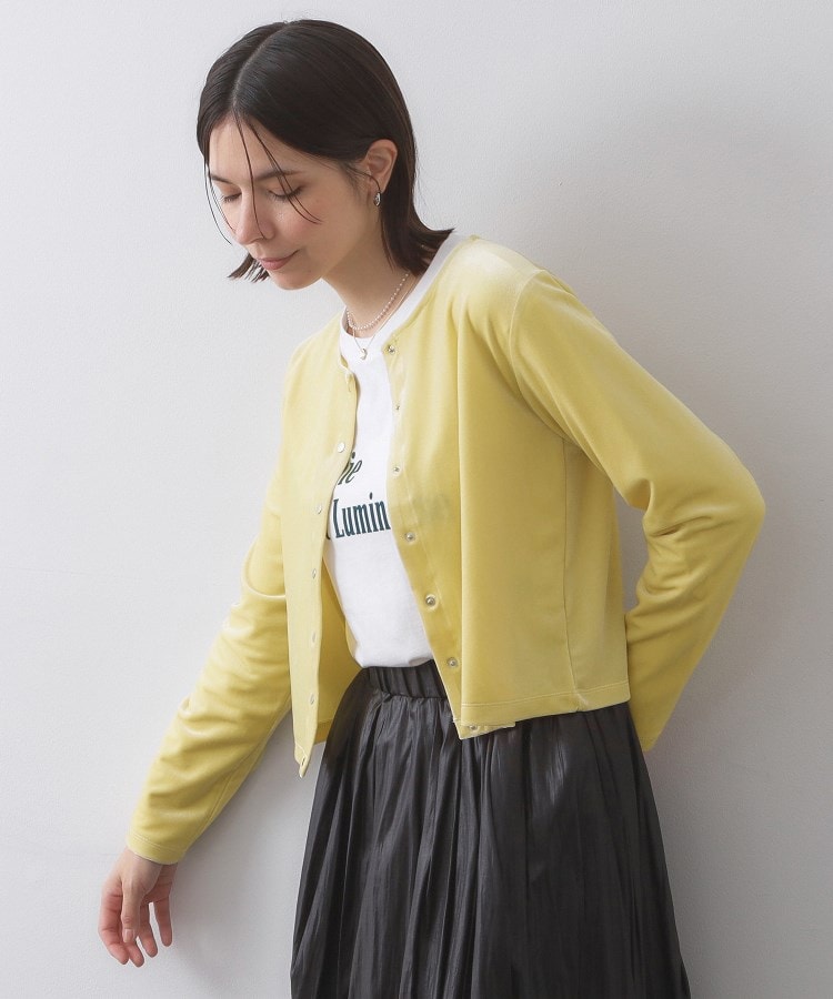 オペーク ドット クリップ OPAQUE.CLIP ベロアスナップカーディガン【洗濯機洗い可】 （イエロー(031)） イエロー(031)