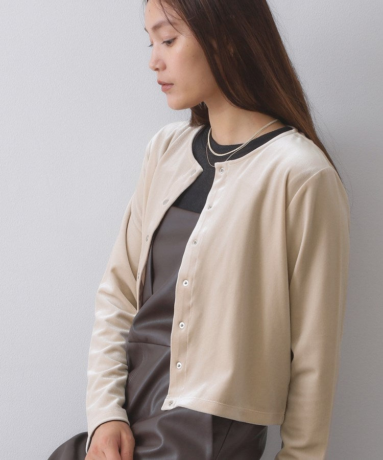 オペーク ドット クリップ OPAQUE.CLIP ベロアスナップカーディガン【洗濯機洗い可】 （イエロー(031)） イエロー(031)