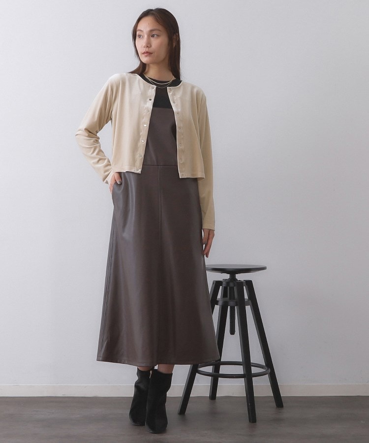 オペーク ドット クリップ OPAQUE.CLIP ベロアスナップカーディガン【洗濯機洗い可】 （イエロー(031)） イエロー(031)