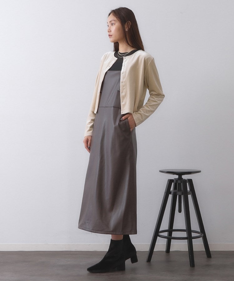 オペーク ドット クリップ OPAQUE.CLIP ベロアスナップカーディガン【洗濯機洗い可】 （イエロー(031)） イエロー(031)