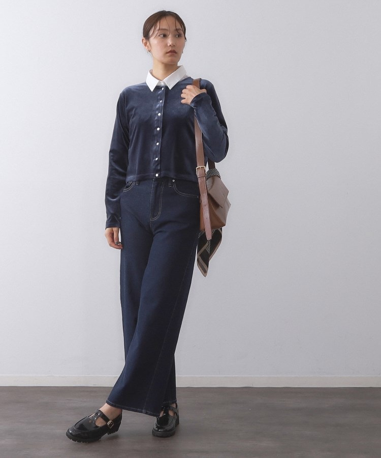 オペーク ドット クリップ OPAQUE.CLIP ベロアスナップカーディガン【洗濯機洗い可】 （イエロー(031)） イエロー(031)