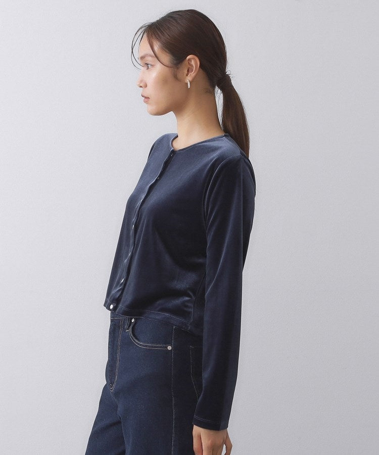 オペーク ドット クリップ OPAQUE.CLIP ベロアスナップカーディガン【洗濯機洗い可】 （イエロー(031)） イエロー(031)