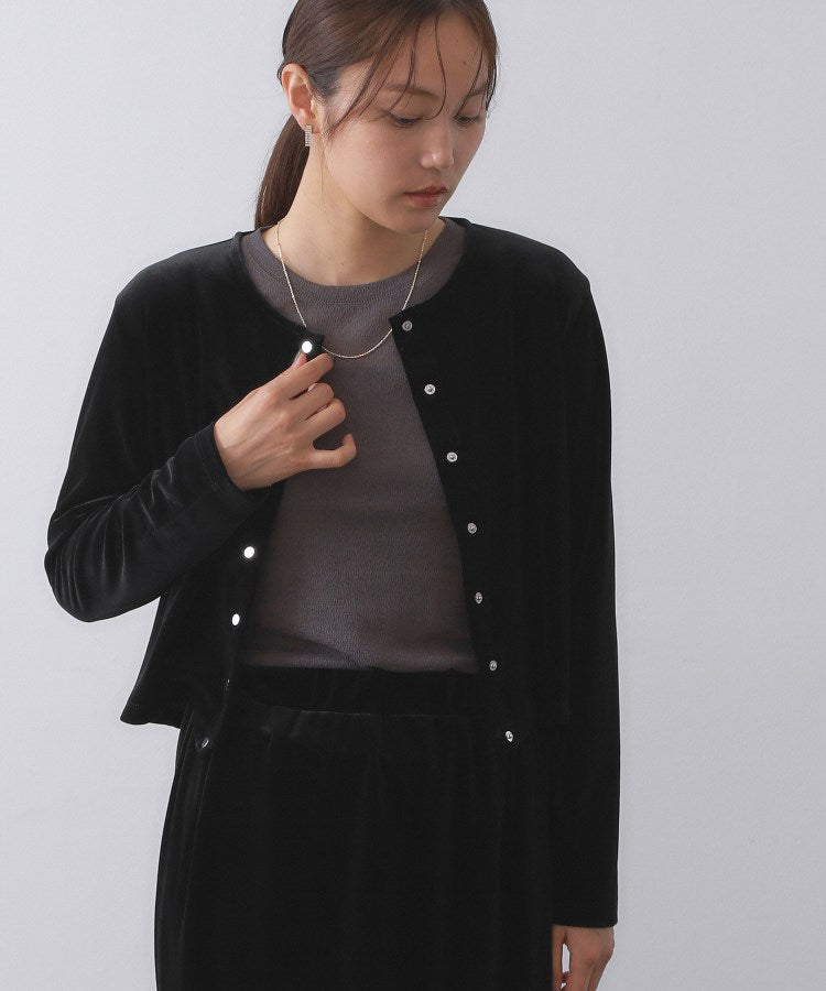 オペーク ドット クリップ OPAQUE.CLIP ベロアスナップカーディガン【洗濯機洗い可】 （イエロー(031)） イエロー(031)