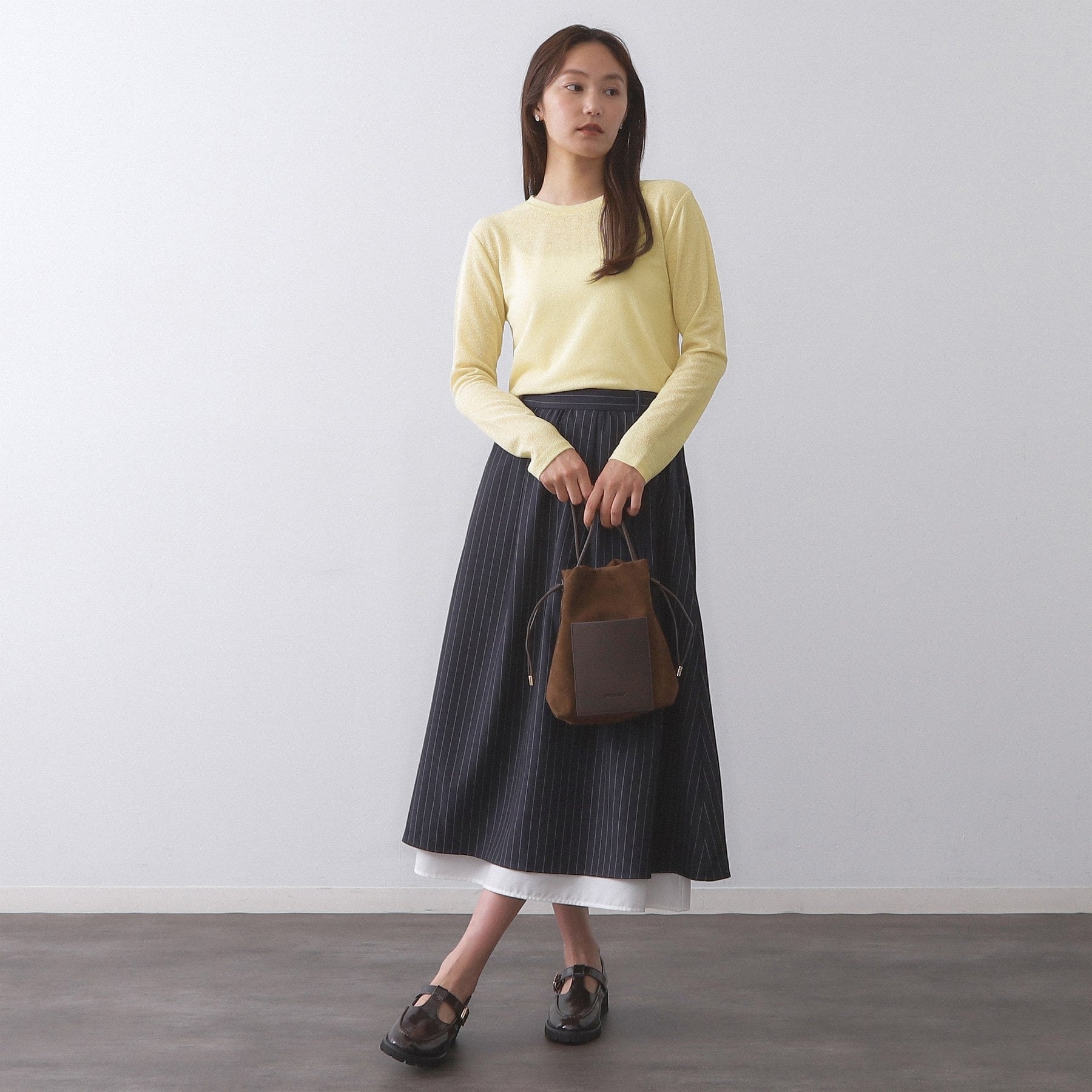 オペーク ドット クリップ OPAQUE.CLIP シアーラウンドネックカットソー【洗濯機洗い可】 （チャコールグレー(014)） チャコールグレー(014)