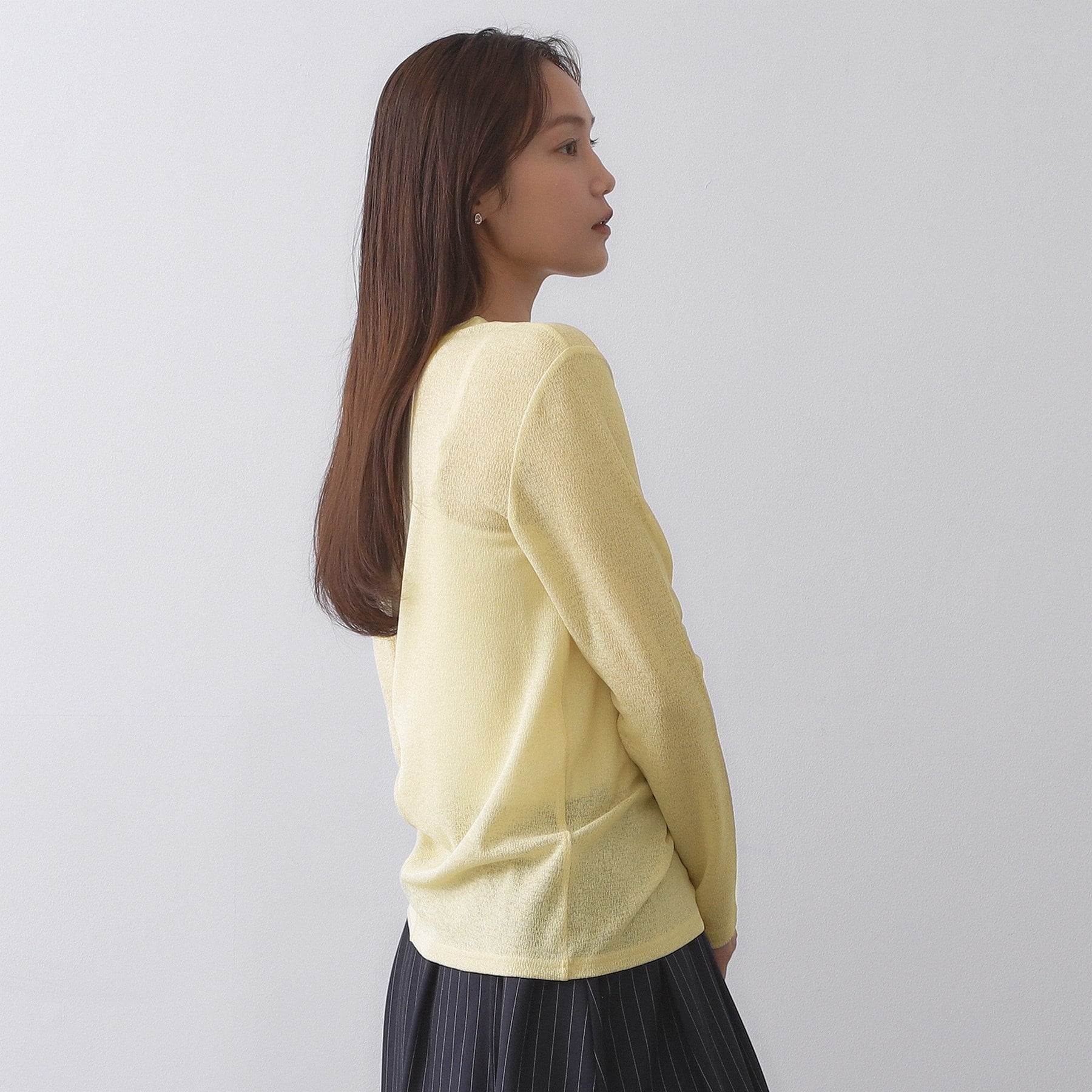 オペーク ドット クリップ OPAQUE.CLIP シアーラウンドネックカットソー【洗濯機洗い可】 （チャコールグレー(014)） チャコールグレー(014)