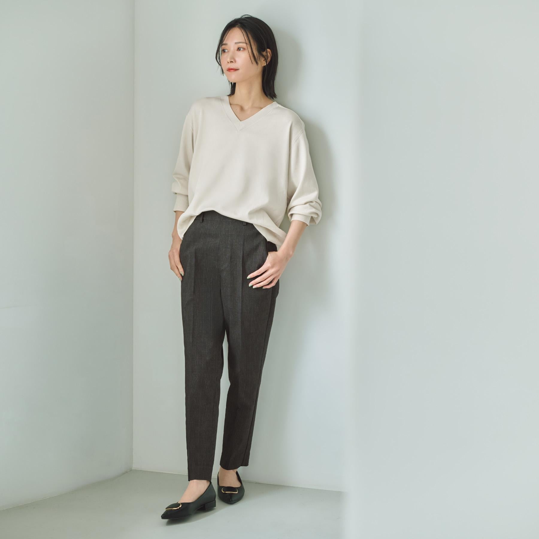 オペーク ドット クリップ OPAQUE.CLIP ハイストレッチイージースティックパンツ／柄アソート【洗濯機洗い可】 （チャコールグレー(214)） チャコールグレー(214)