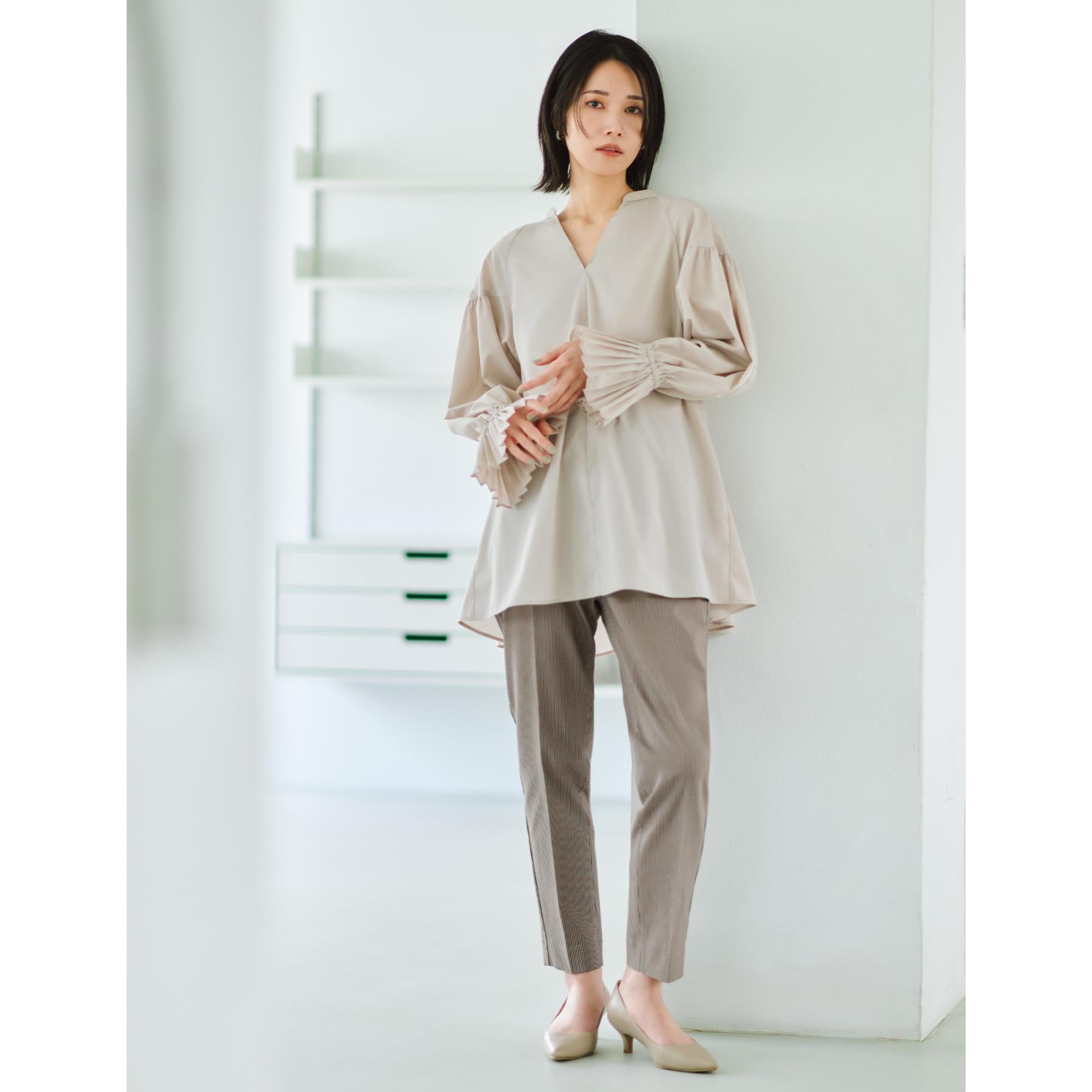 オペーク ドット クリップ OPAQUE.CLIP ハイストレッチイージースティックパンツ／柄アソート【洗濯機洗い可】 （チャコールグレー(214)） チャコールグレー(214)