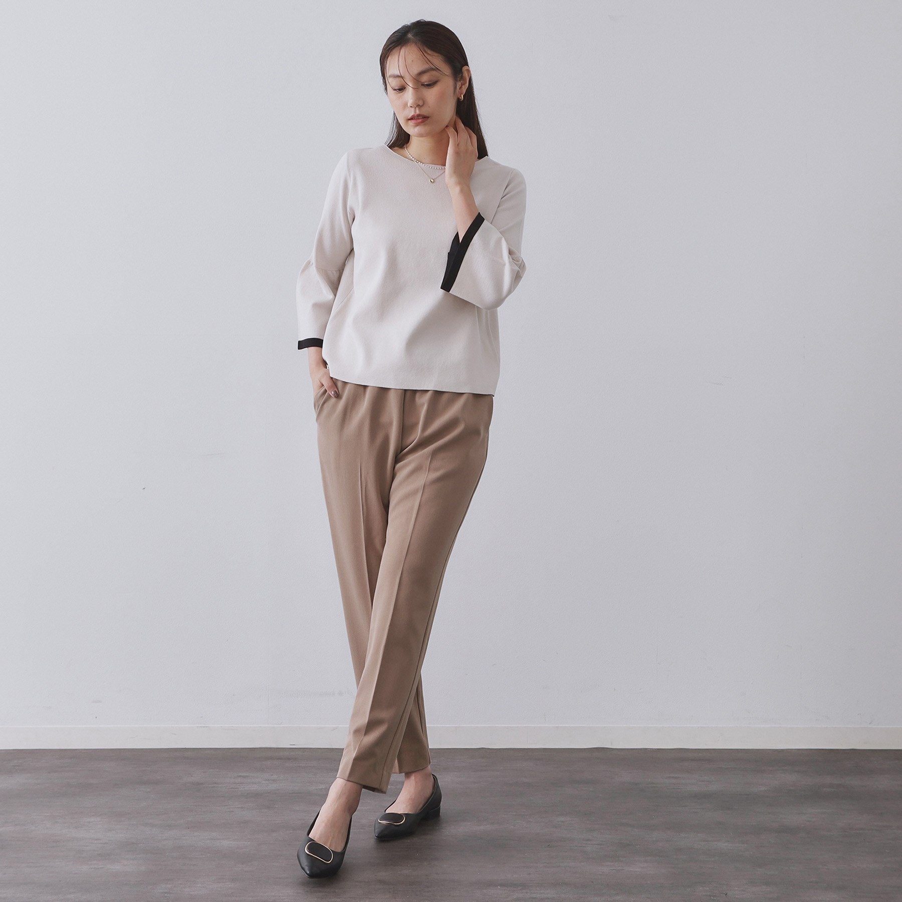 オペーク ドット クリップ OPAQUE.CLIP 裏起毛ストレッチイージーテーパードパンツ／ネオサーモ【蓄熱素材／洗濯機洗い可】 （キャメルブラウン(041)） キャメルブラウン(041)