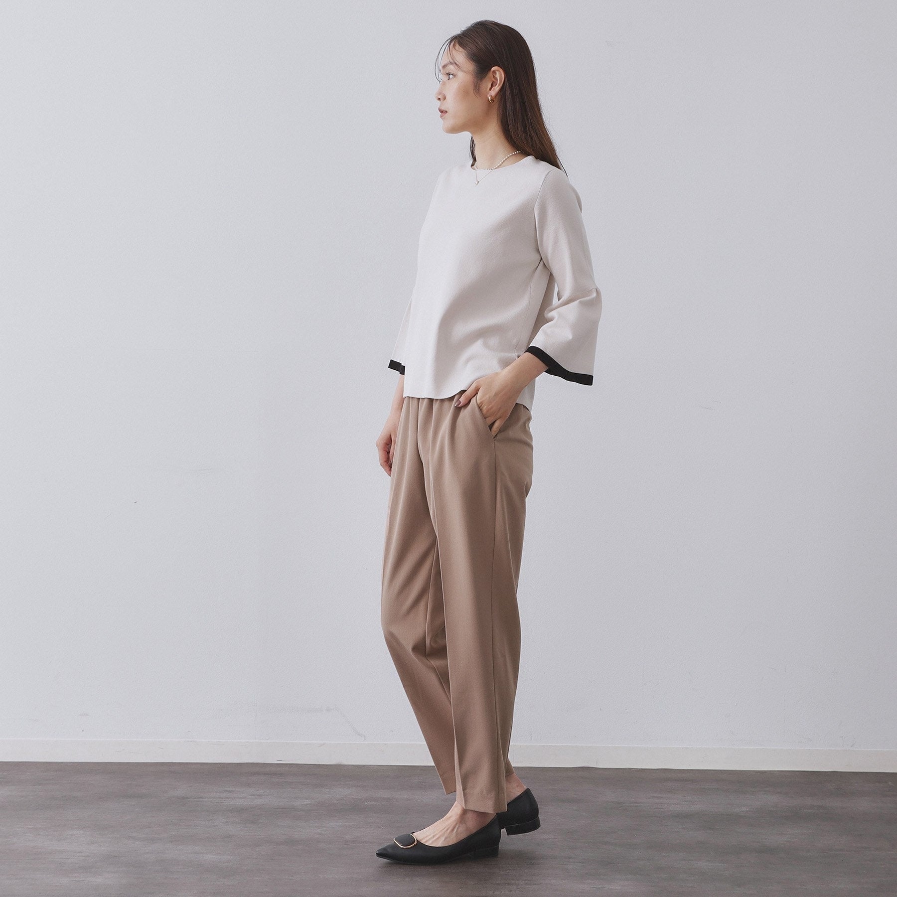 オペーク ドット クリップ OPAQUE.CLIP 裏起毛ストレッチイージーテーパードパンツ／ネオサーモ【蓄熱素材／洗濯機洗い可】 （キャメルブラウン(041)） キャメルブラウン(041)