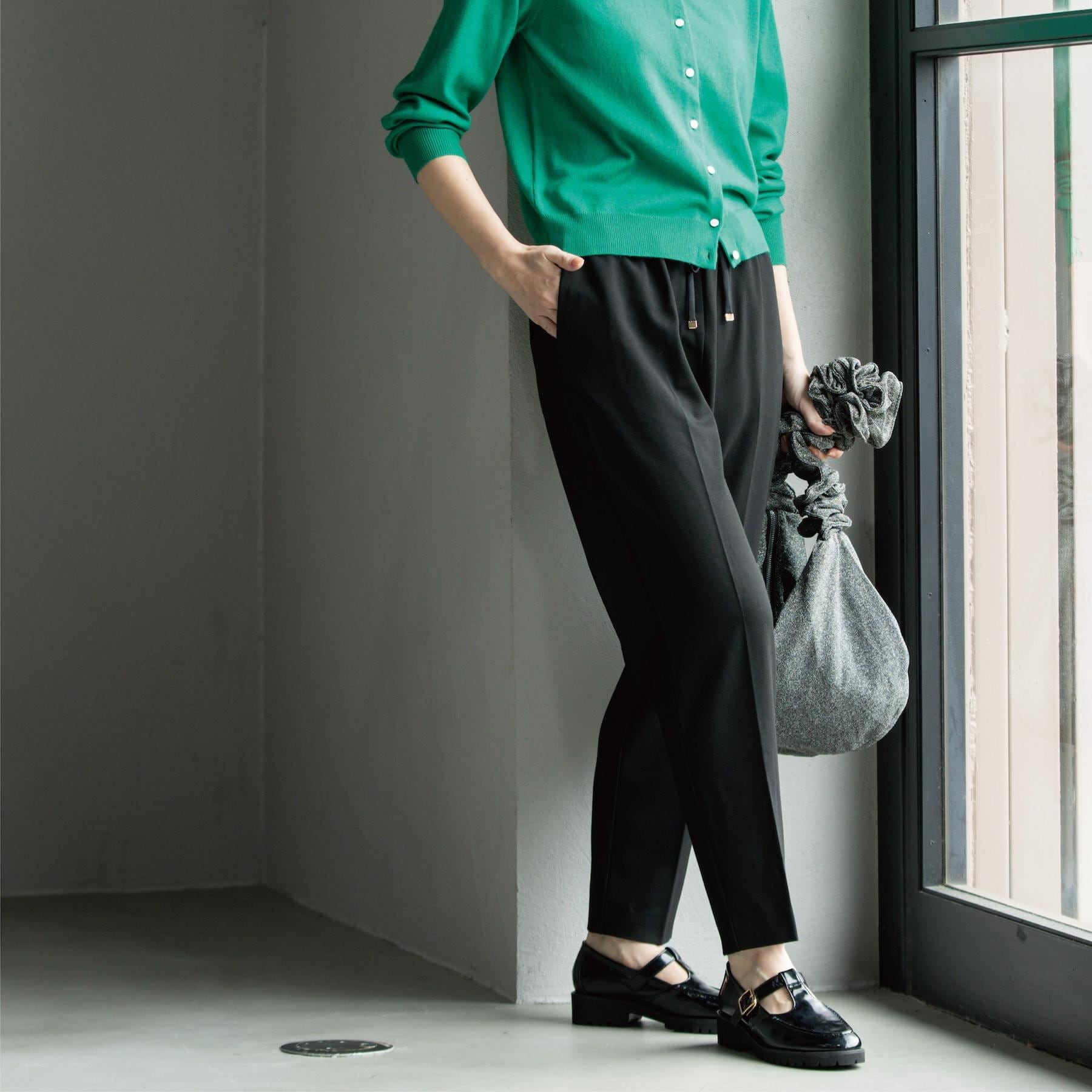 オペーク ドット クリップ OPAQUE.CLIP 裏起毛ストレッチイージーテーパードパンツ／ネオサーモ【蓄熱素材／洗濯機洗い可】 （ブラック(019)） ブラック(019)