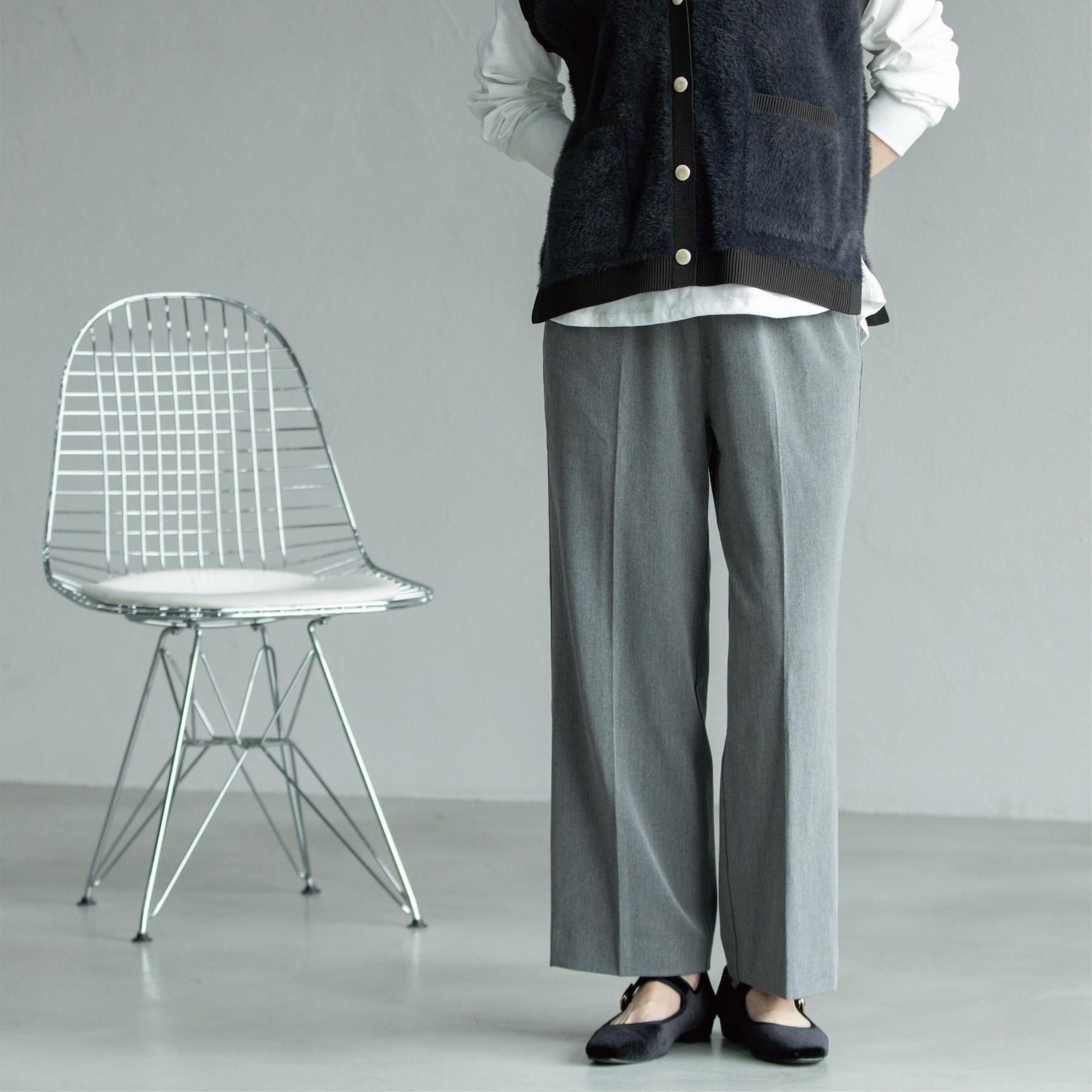 オペーク ドット クリップ OPAQUE.CLIP 裏起毛ストレッチイージーワイドパンツ／ネオサーモ【蓄熱素材／洗濯機洗い可】 （チャコールグレー(014)） チャコールグレー(014)