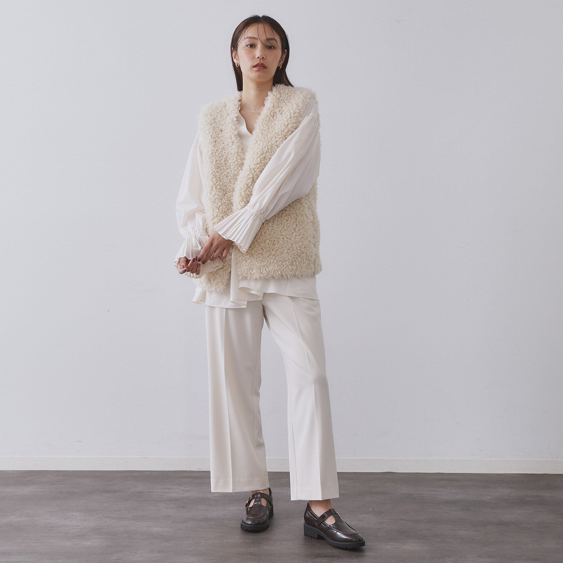 オペーク ドット クリップ OPAQUE.CLIP 裏起毛ストレッチイージーワイドパンツ／ネオサーモ【蓄熱素材／洗濯機洗い可】 （チャコールグレー(014)） チャコールグレー(014)