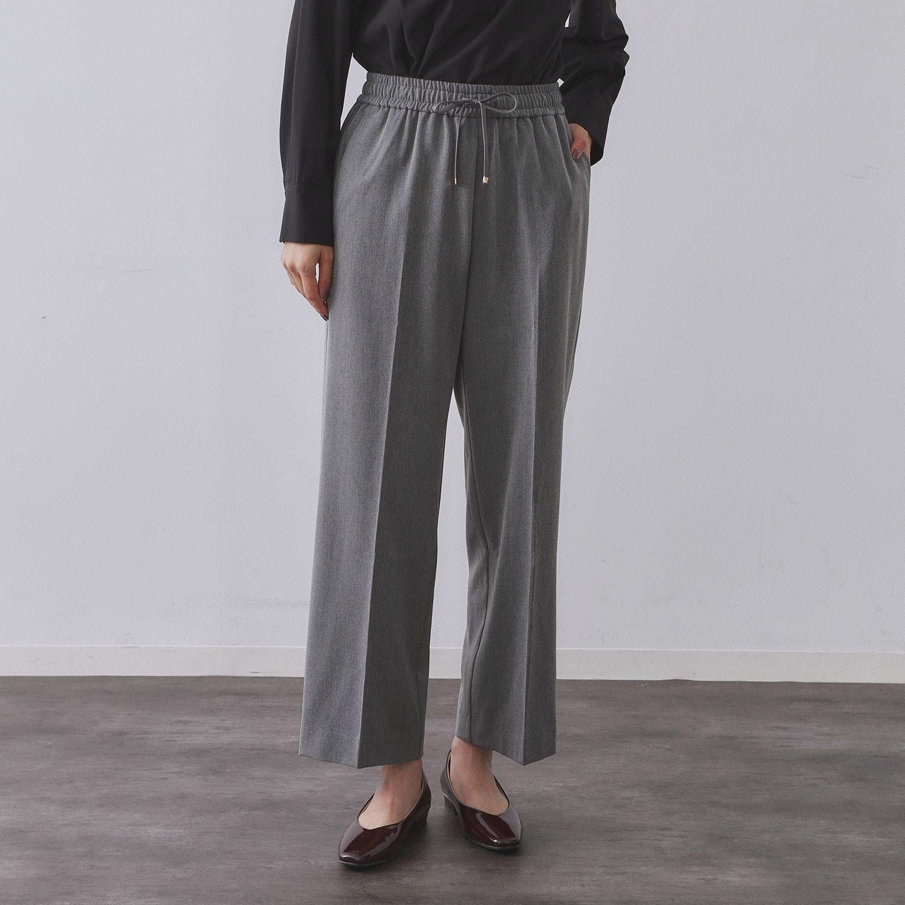 オペーク ドット クリップ OPAQUE.CLIP 裏起毛ストレッチイージーワイドパンツ／ネオサーモ【蓄熱素材／洗濯機洗い可】 （チャコールグレー(014)） チャコールグレー(014)