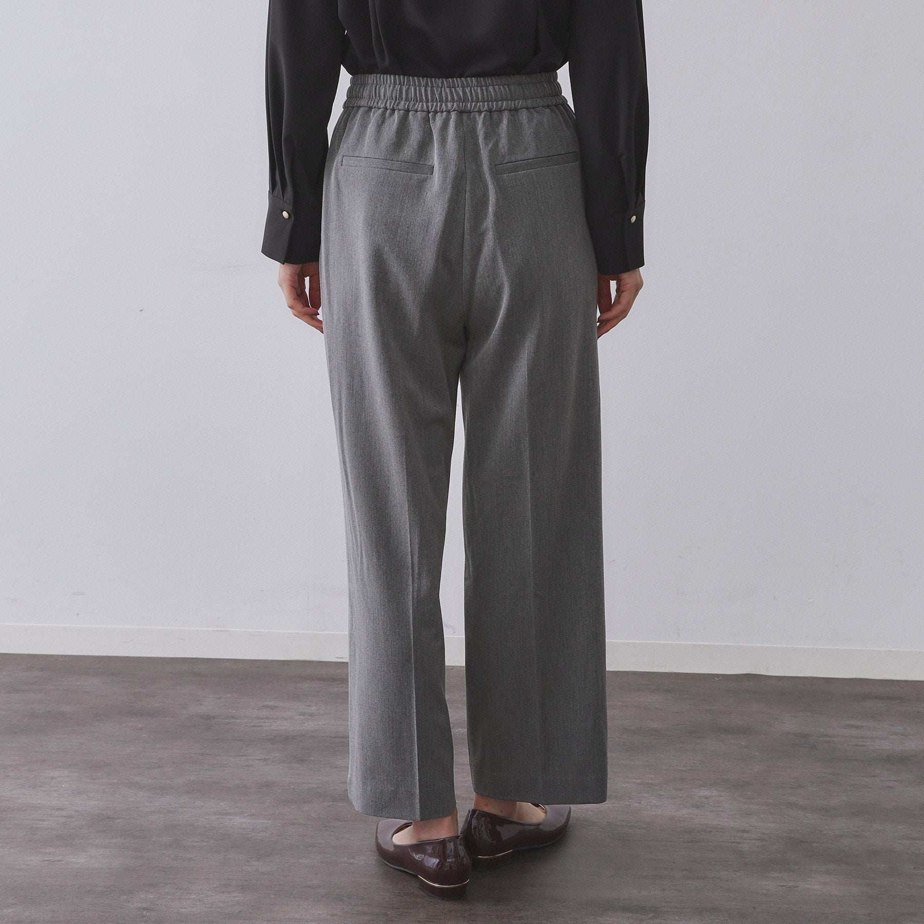 オペーク ドット クリップ OPAQUE.CLIP 裏起毛ストレッチイージーワイドパンツ／ネオサーモ【蓄熱素材／洗濯機洗い可】 （チャコールグレー(014)） チャコールグレー(014)