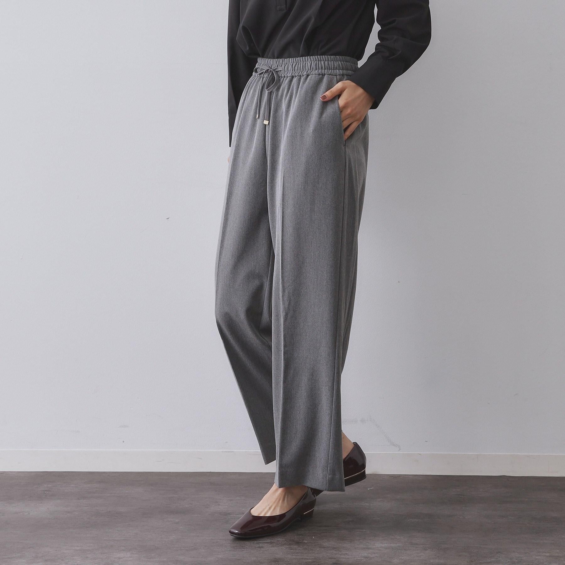 オペーク ドット クリップ OPAQUE.CLIP 裏起毛ストレッチイージーワイドパンツ／ネオサーモ【蓄熱素材／洗濯機洗い可】 （チャコールグレー(014)） チャコールグレー(014)