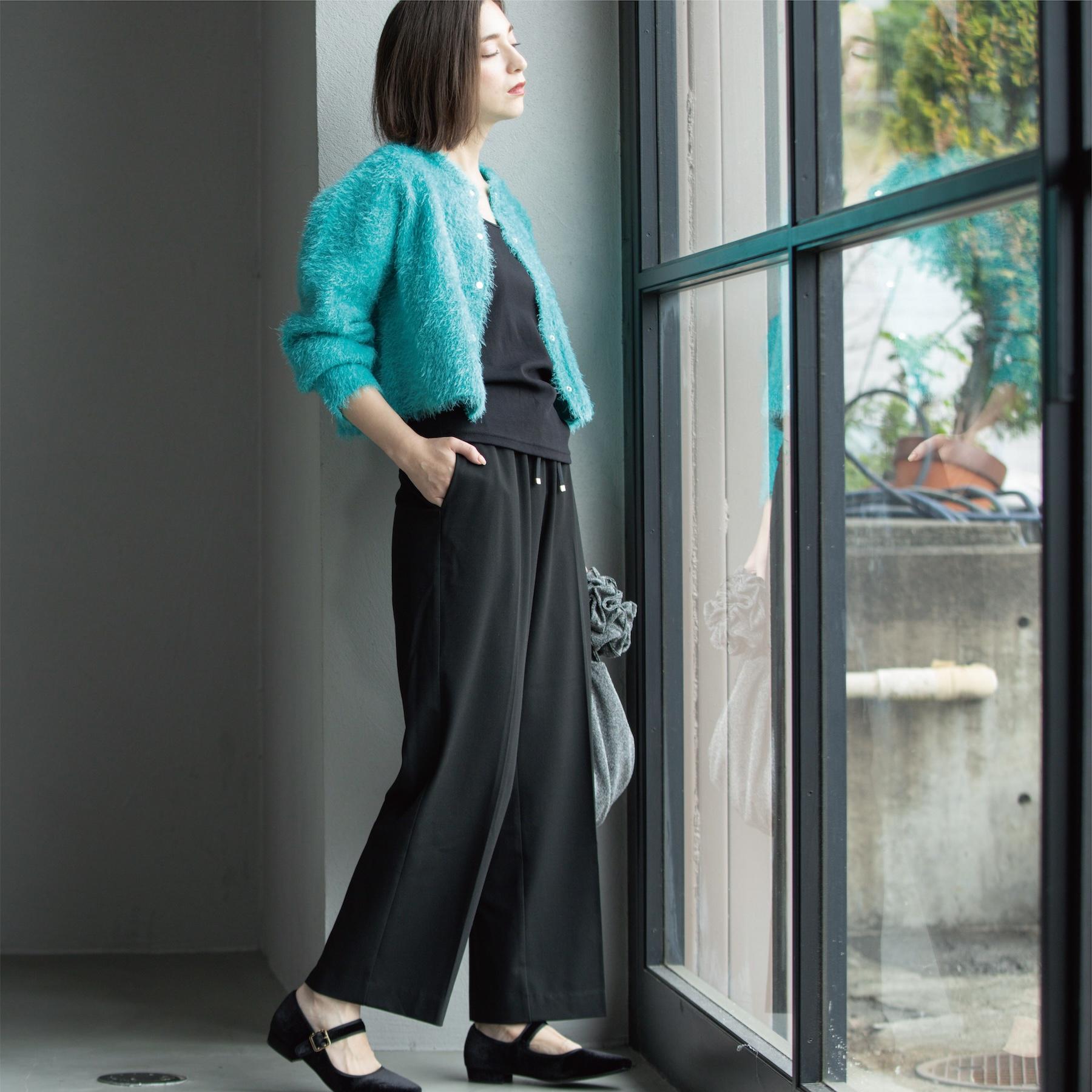 オペーク ドット クリップ OPAQUE.CLIP 裏起毛ストレッチイージーワイドパンツ／ネオサーモ【蓄熱素材／洗濯機洗い可】 （ブラック(019)） ブラック(019)