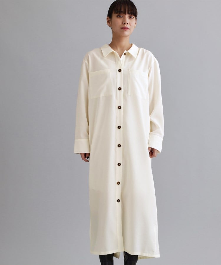 オペーク ドット クリップ OPAQUE.CLIP 【es】ダブルポケットロングシャツワンピース【洗濯機洗い可】 （ブラウン(044)） ブラウン(044)