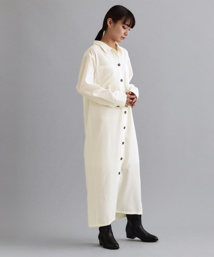 オペーク ドット クリップ OPAQUE.CLIP 【es】ダブルポケットロングシャツワンピース【洗濯機洗い可】 （ブラウン(044)） ブラウン(044)