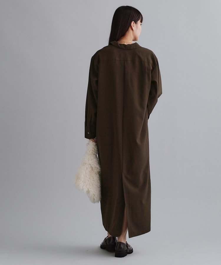 オペーク ドット クリップ OPAQUE.CLIP 【es】ダブルポケットロングシャツワンピース【洗濯機洗い可】 （ブラウン(044)） ブラウン(044)