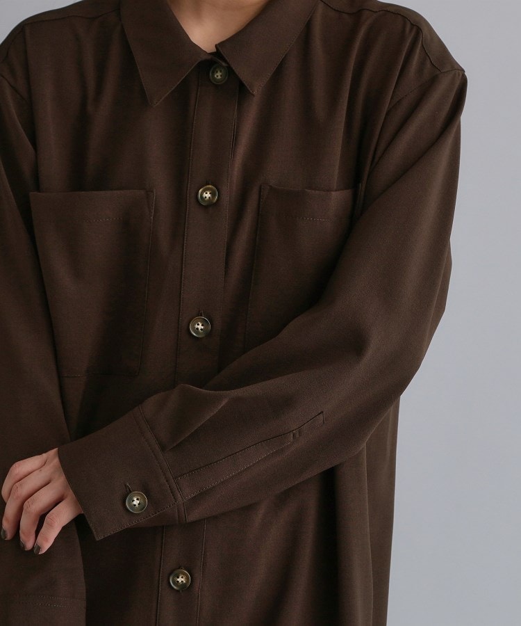 オペーク ドット クリップ OPAQUE.CLIP 【es】ダブルポケットロングシャツワンピース【洗濯機洗い可】 （ブラウン(044)） ブラウン(044)