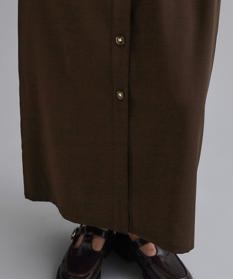 オペーク ドット クリップ OPAQUE.CLIP 【es】ダブルポケットロングシャツワンピース【洗濯機洗い可】 （ブラウン(044)） ブラウン(044)