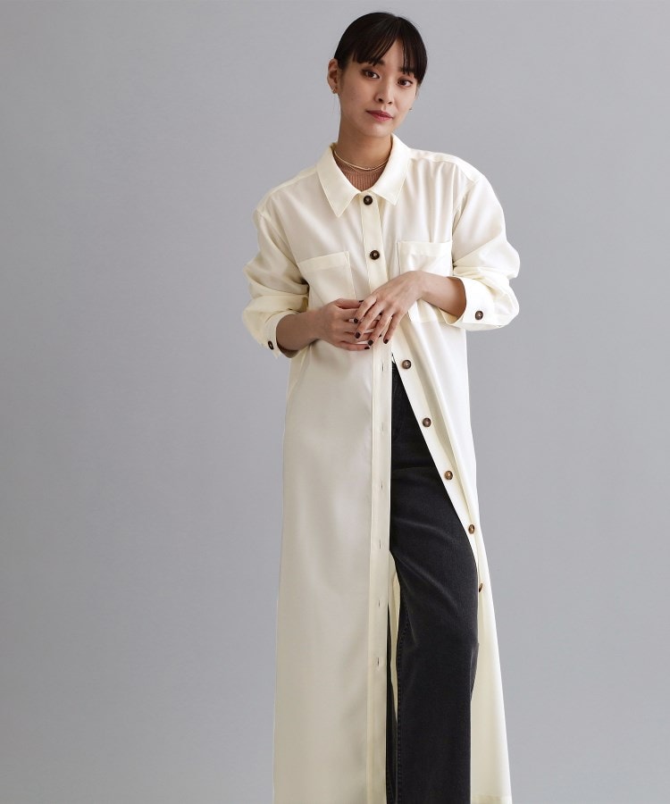 オペーク ドット クリップ OPAQUE.CLIP 【es】ダブルポケットロングシャツワンピース【洗濯機洗い可】 （ブラウン(044)） ブラウン(044)