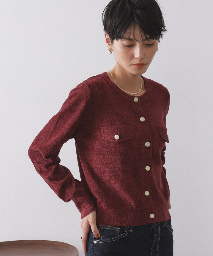 オペーク ドット クリップ OPAQUE.CLIP モールニットクルーカーディガン【洗濯機洗い可】 （ボルドー(064)） ボルドー(064)