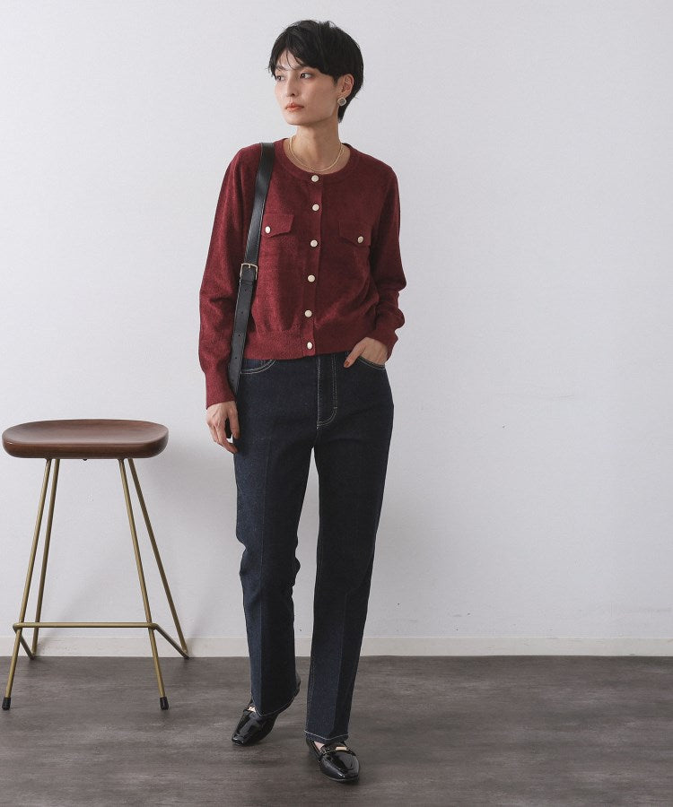 オペーク ドット クリップ OPAQUE.CLIP モールニットクルーカーディガン【洗濯機洗い可】 （ボルドー(064)） ボルドー(064)