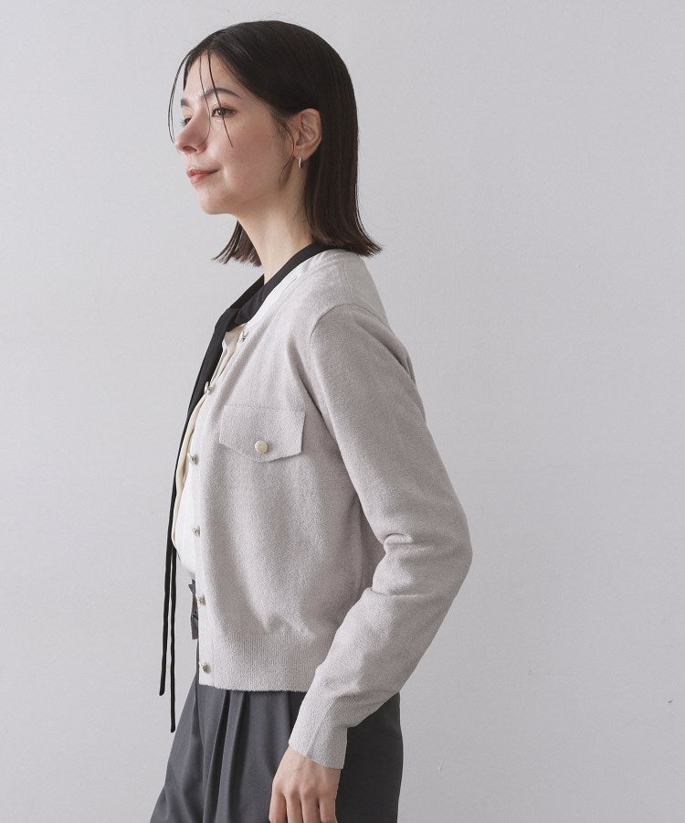 オペーク ドット クリップ OPAQUE.CLIP モールニットクルーカーディガン【洗濯機洗い可】 （ボルドー(064)） ボルドー(064)