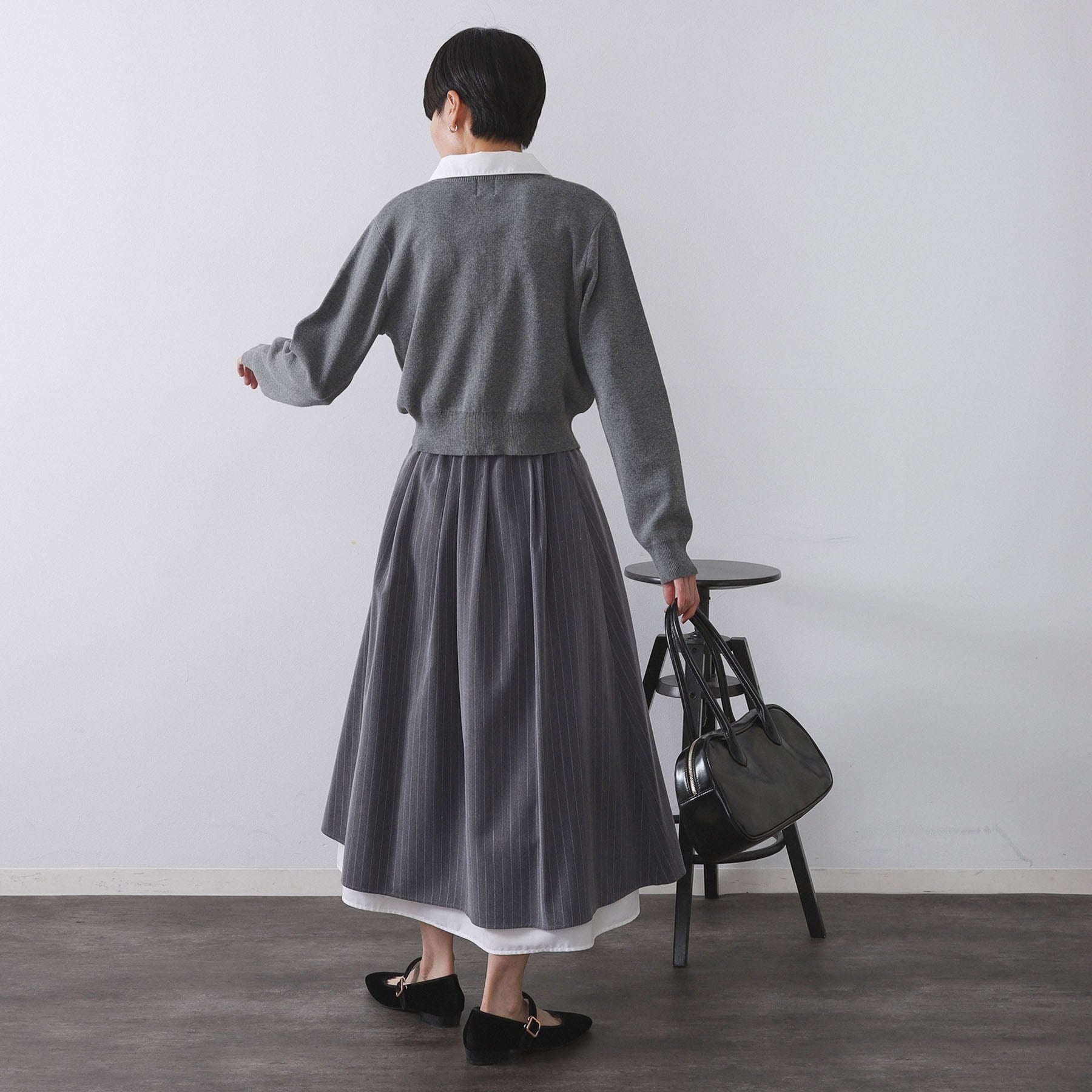 オペーク ドット クリップ OPAQUE.CLIP 衿取り外し可／金ボタンニットカーディガン【洗濯機洗い可】 （グレー(012)） グレー(012)