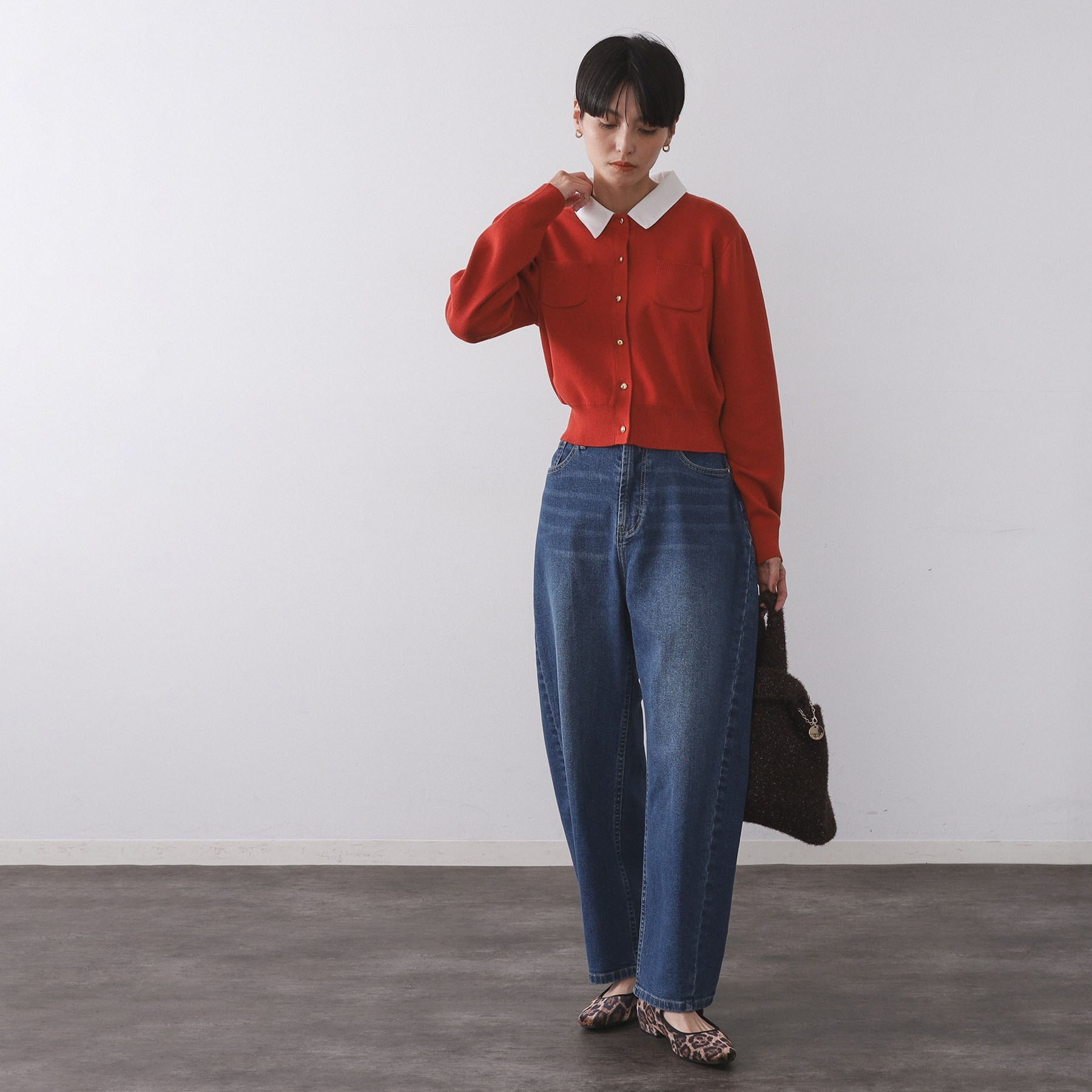 オペーク ドット クリップ OPAQUE.CLIP 衿取り外し可／金ボタンニットカーディガン【洗濯機洗い可】 （グレー(012)） グレー(012)