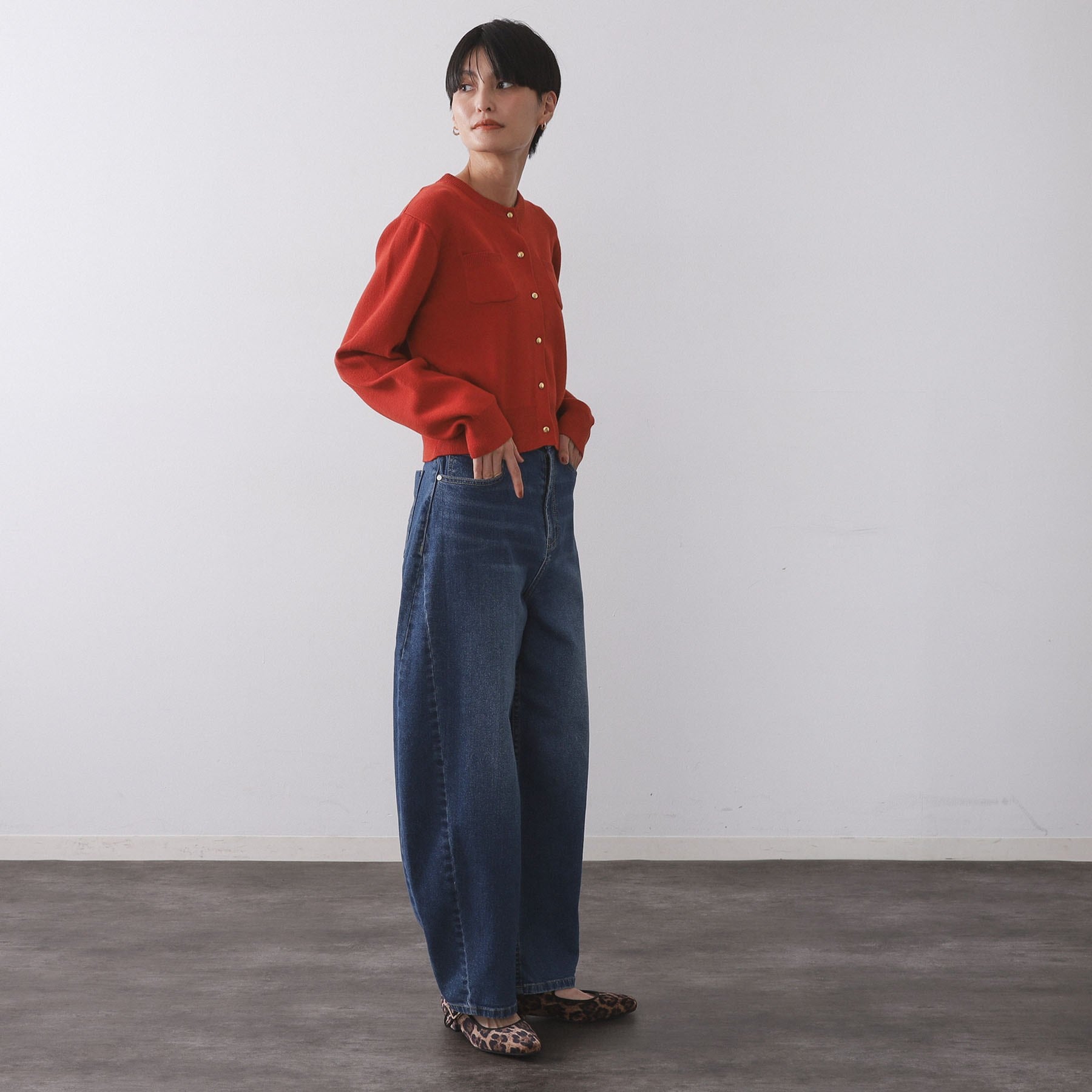 オペーク ドット クリップ OPAQUE.CLIP 衿取り外し可／金ボタンニットカーディガン【洗濯機洗い可】 （グレー(012)） グレー(012)