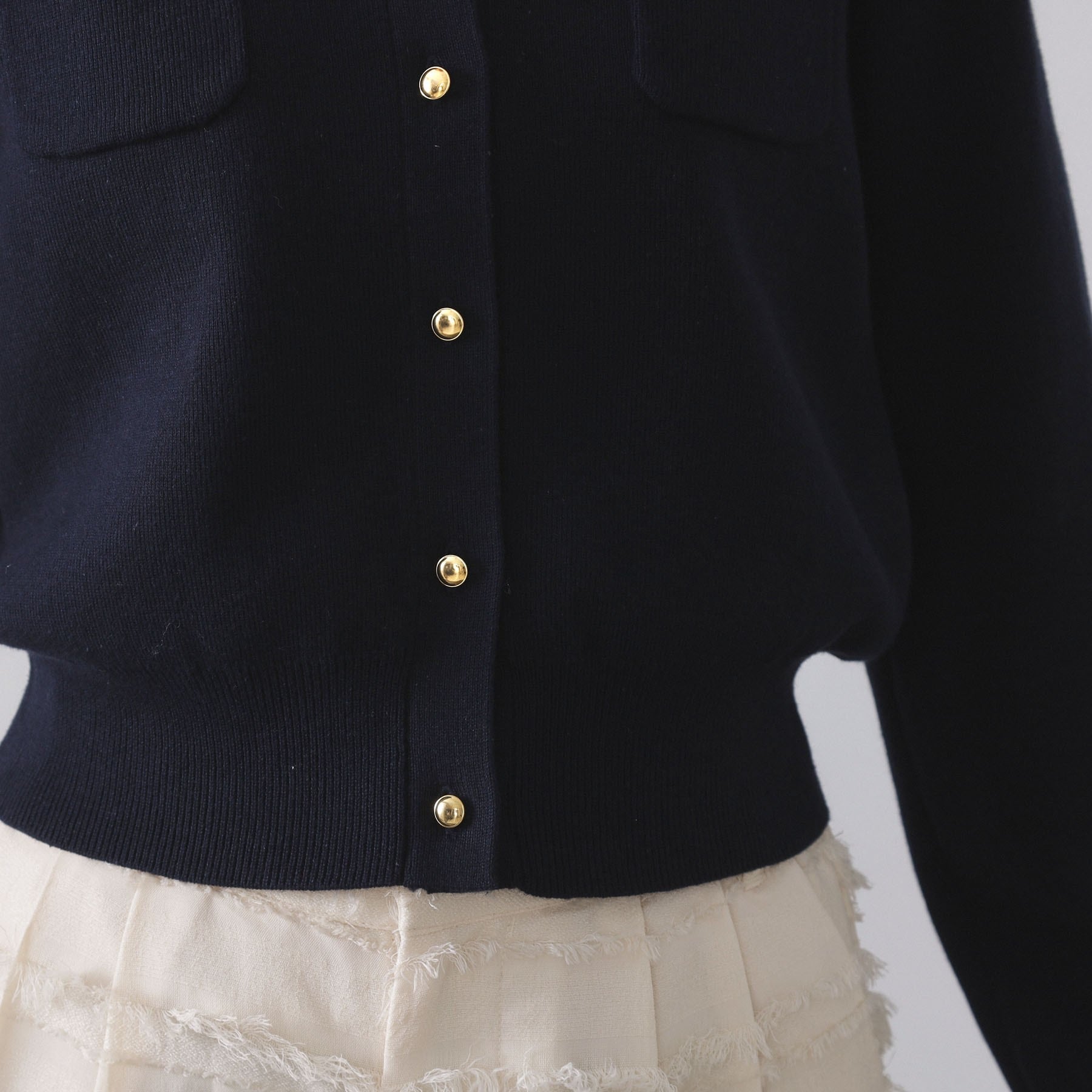 オペーク ドット クリップ OPAQUE.CLIP 衿取り外し可／金ボタンニットカーディガン【洗濯機洗い可】 （グレー(012)） グレー(012)