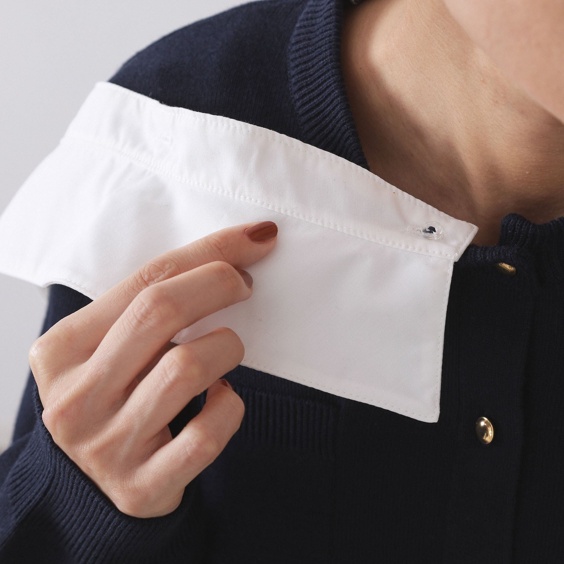 オペーク ドット クリップ OPAQUE.CLIP 衿取り外し可／金ボタンニットカーディガン【洗濯機洗い可】 （グレー(012)） グレー(012)