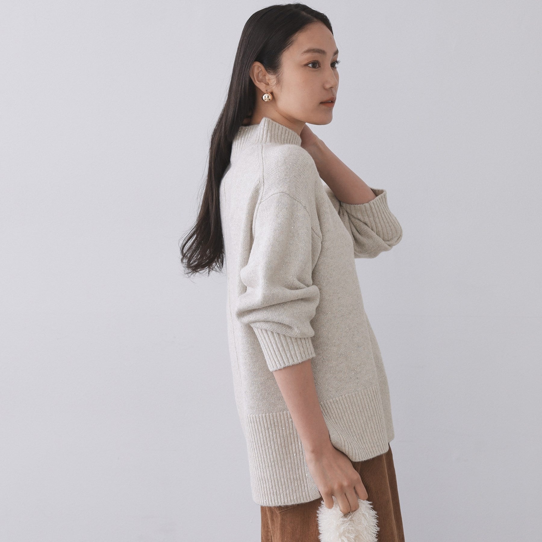 オペーク ドット クリップ OPAQUE.CLIP ラメスパンコールハイネックミドルゲージニット／セットアップ対応可【洗濯機洗い可】 （ブルーグリーン(697)） ブルーグリーン(697)