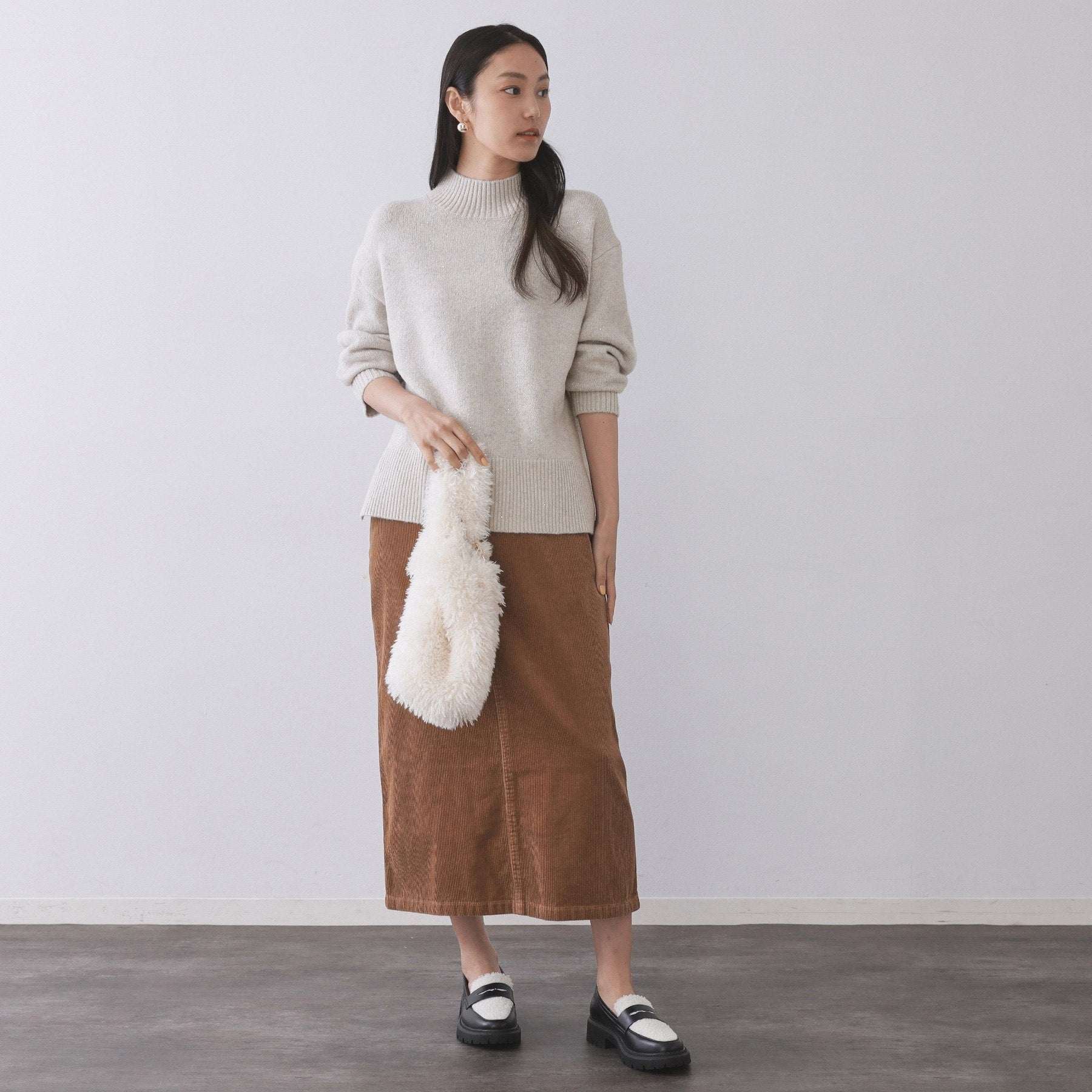 オペーク ドット クリップ OPAQUE.CLIP ラメスパンコールハイネックミドルゲージニット／セットアップ対応可【洗濯機洗い可】 （ブルーグリーン(697)） ブルーグリーン(697)