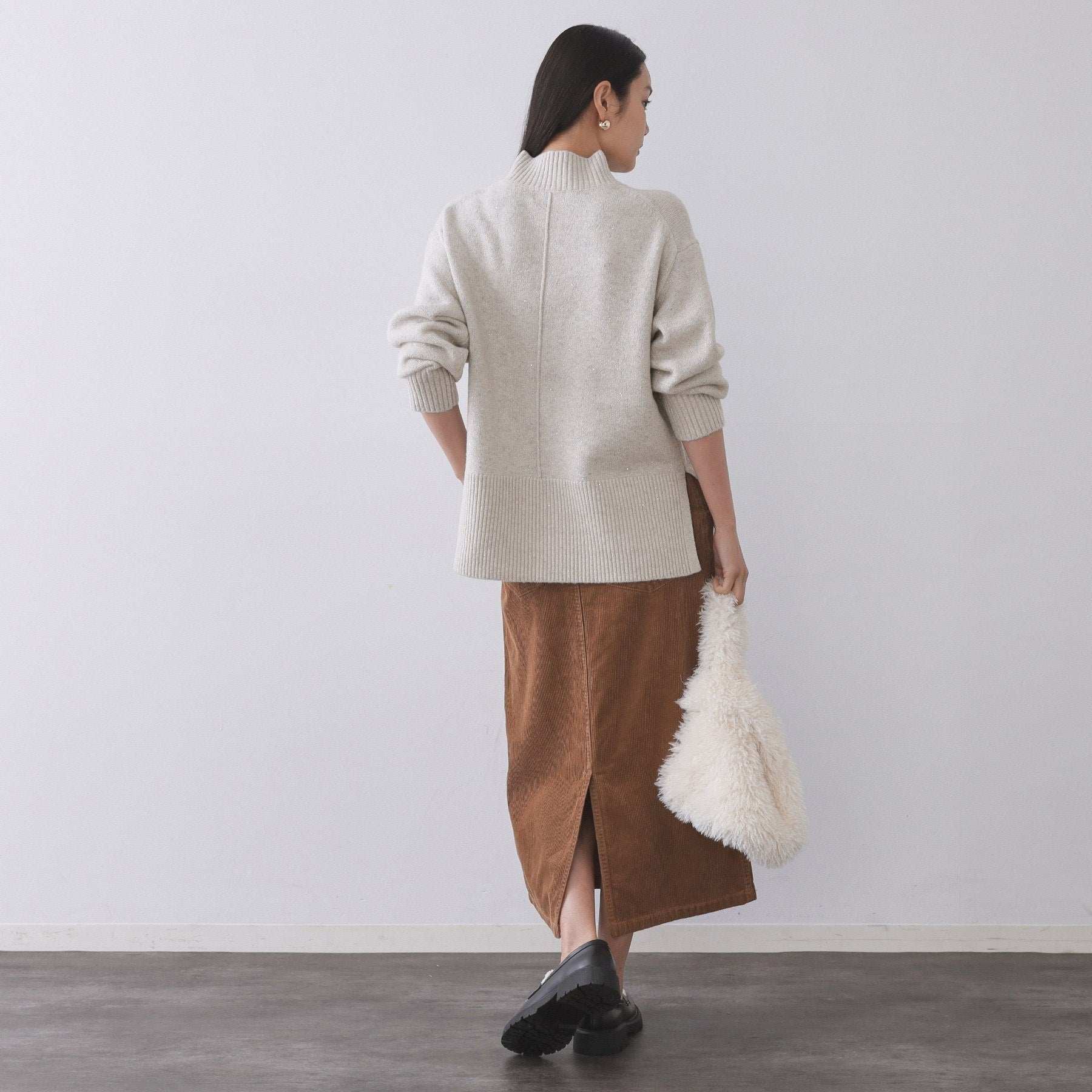 オペーク ドット クリップ OPAQUE.CLIP ラメスパンコールハイネックミドルゲージニット／セットアップ対応可【洗濯機洗い可】 （ブルーグリーン(697)） ブルーグリーン(697)