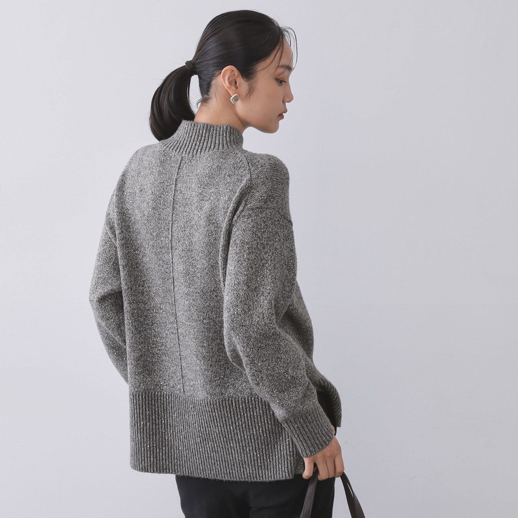 オペーク ドット クリップ OPAQUE.CLIP ラメスパンコールハイネックミドルゲージニット／セットアップ対応可【洗濯機洗い可】 （ブルーグリーン(697)） ブルーグリーン(697)