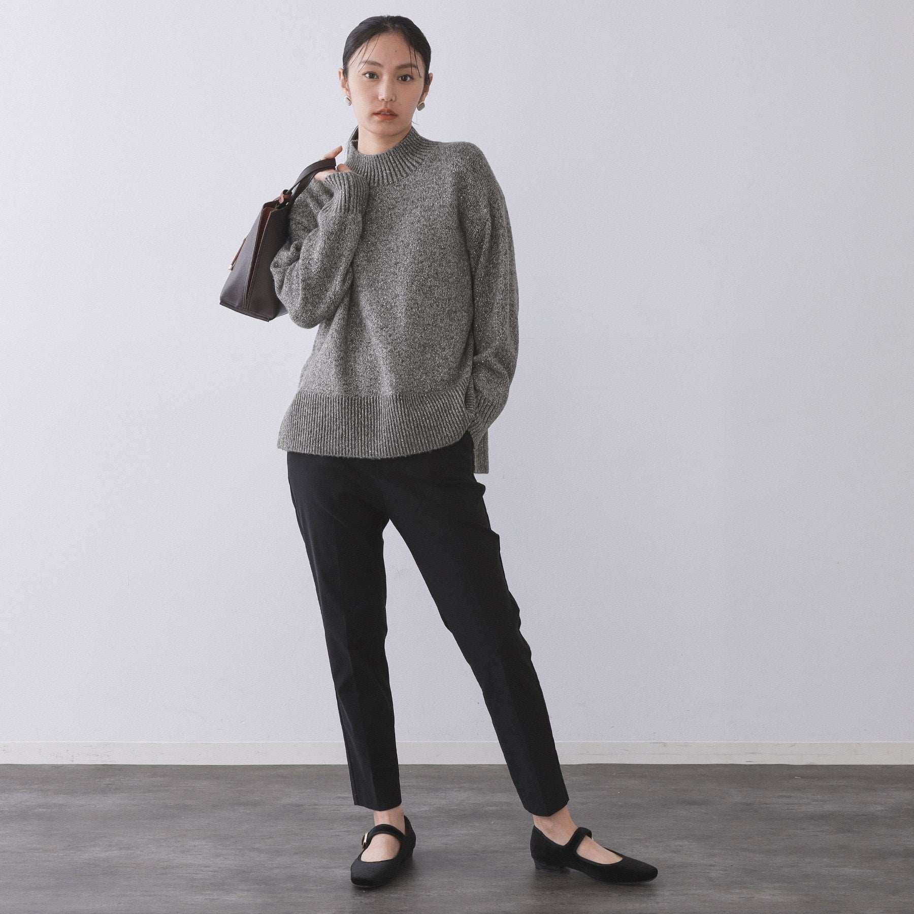 オペーク ドット クリップ OPAQUE.CLIP ラメスパンコールハイネックミドルゲージニット／セットアップ対応可【洗濯機洗い可】 （ブルーグリーン(697)） ブルーグリーン(697)