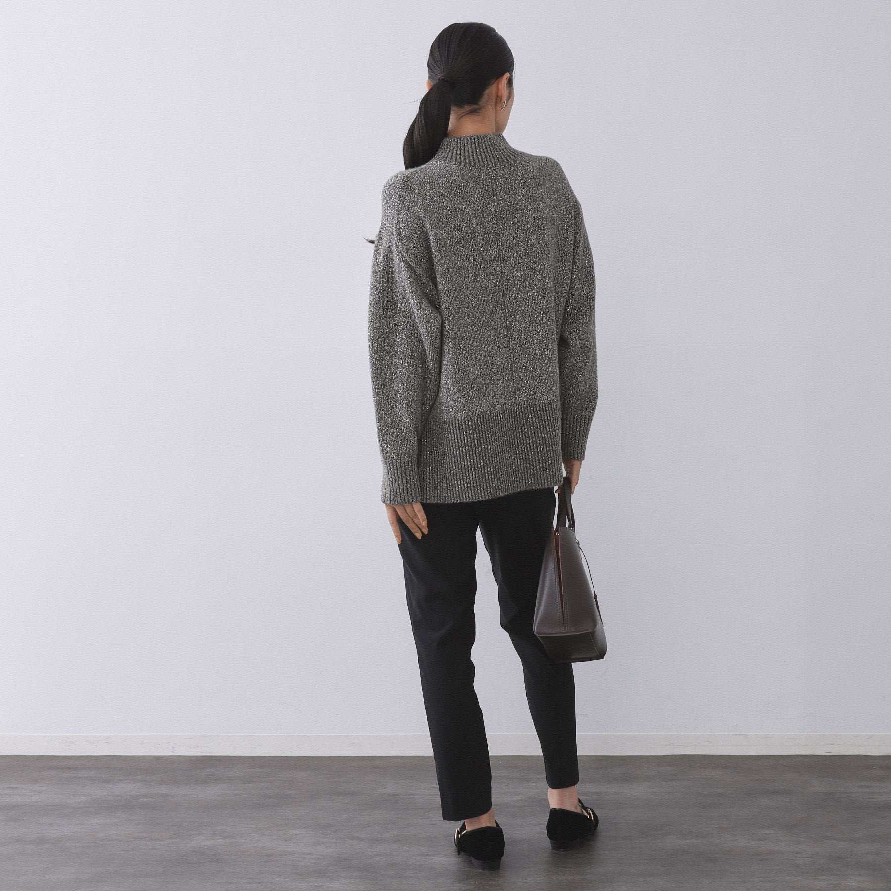 オペーク ドット クリップ OPAQUE.CLIP ラメスパンコールハイネックミドルゲージニット／セットアップ対応可【洗濯機洗い可】 （ブルーグリーン(697)） ブルーグリーン(697)