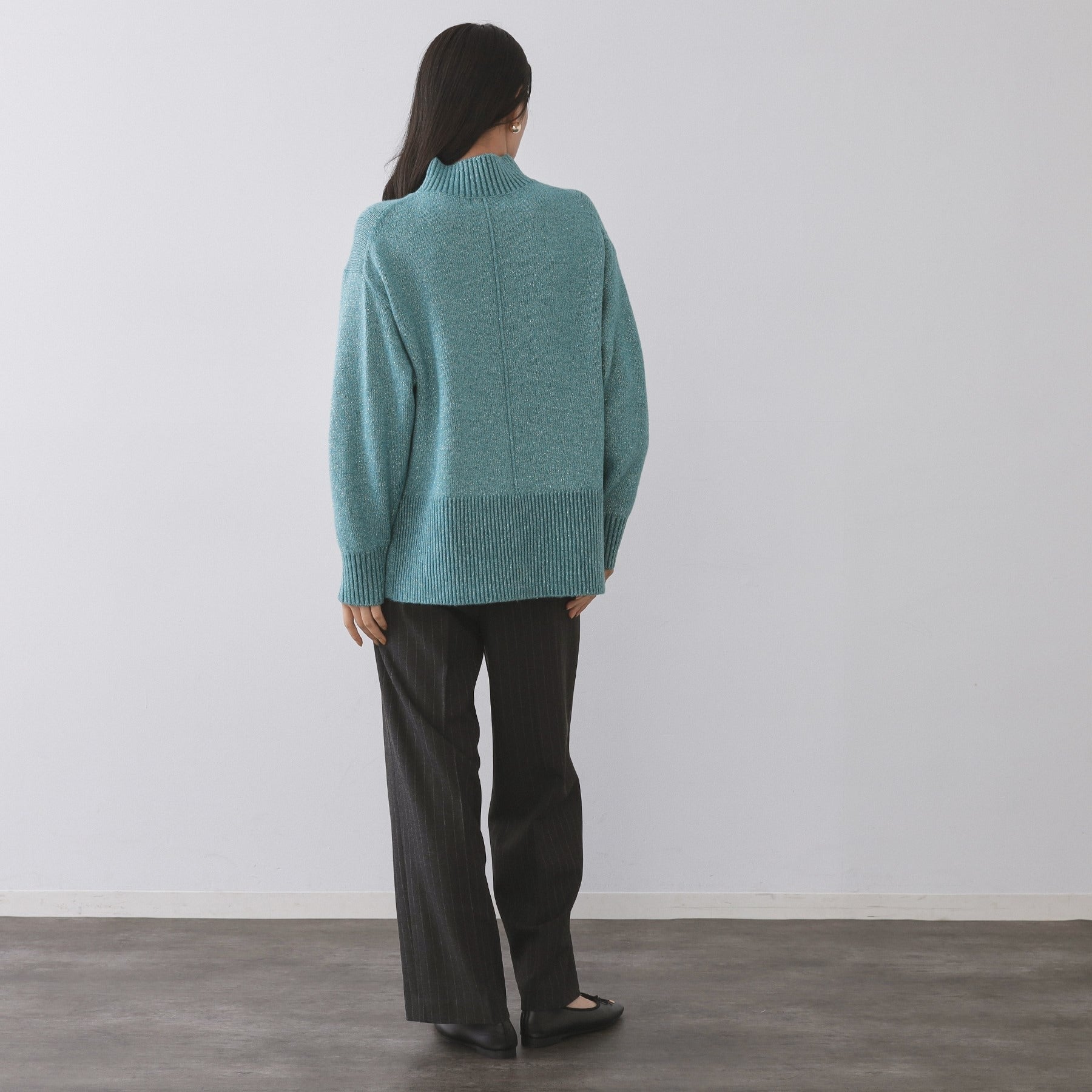 オペーク ドット クリップ OPAQUE.CLIP ラメスパンコールハイネックミドルゲージニット／セットアップ対応可【洗濯機洗い可】 （ブルーグリーン(697)） ブルーグリーン(697)