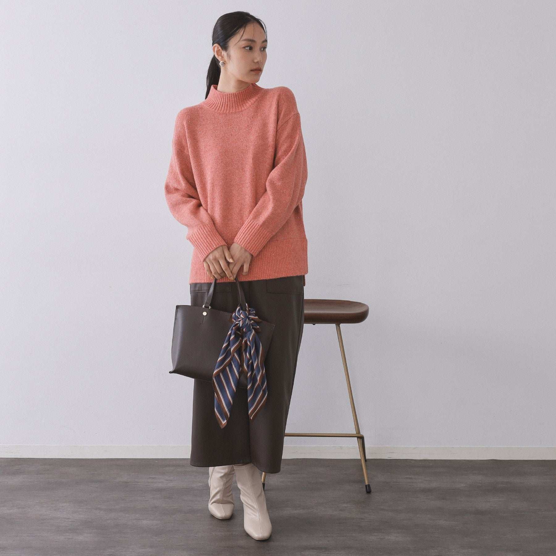 オペーク ドット クリップ OPAQUE.CLIP ラメスパンコールハイネックミドルゲージニット／セットアップ対応可【洗濯機洗い可】 （ブルーグリーン(697)） ブルーグリーン(697)